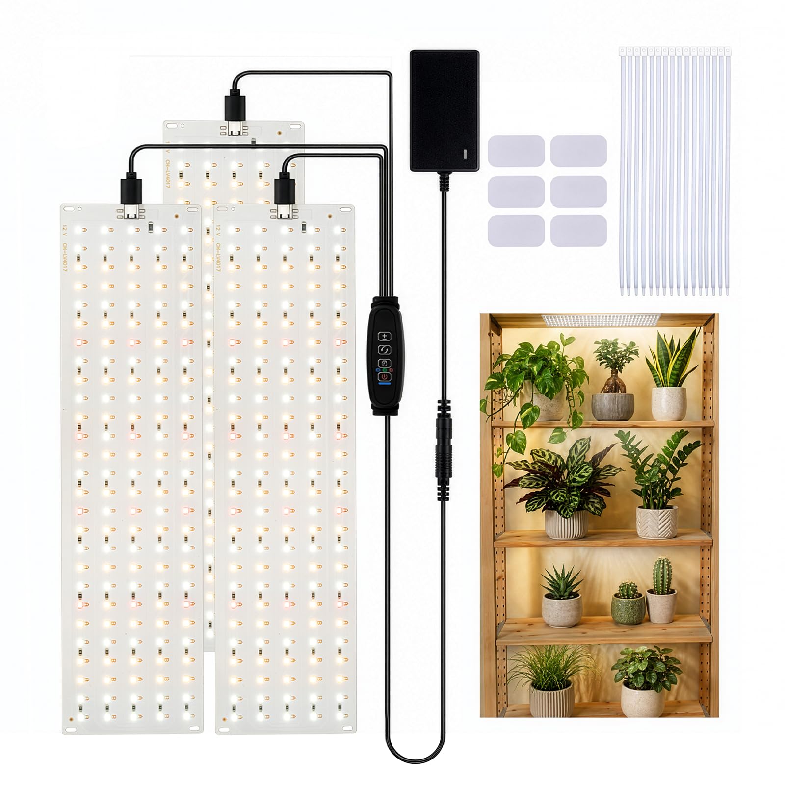 EVERGOODS 3PCS Full Spectrum LED Grow Lights for Indoor Plants – Plant Light with Auto On/Off 3/9/12H Timer, 3 Lighting Modes, 9-Level Dimmable for Seedlings, Succulents, Hydroponics