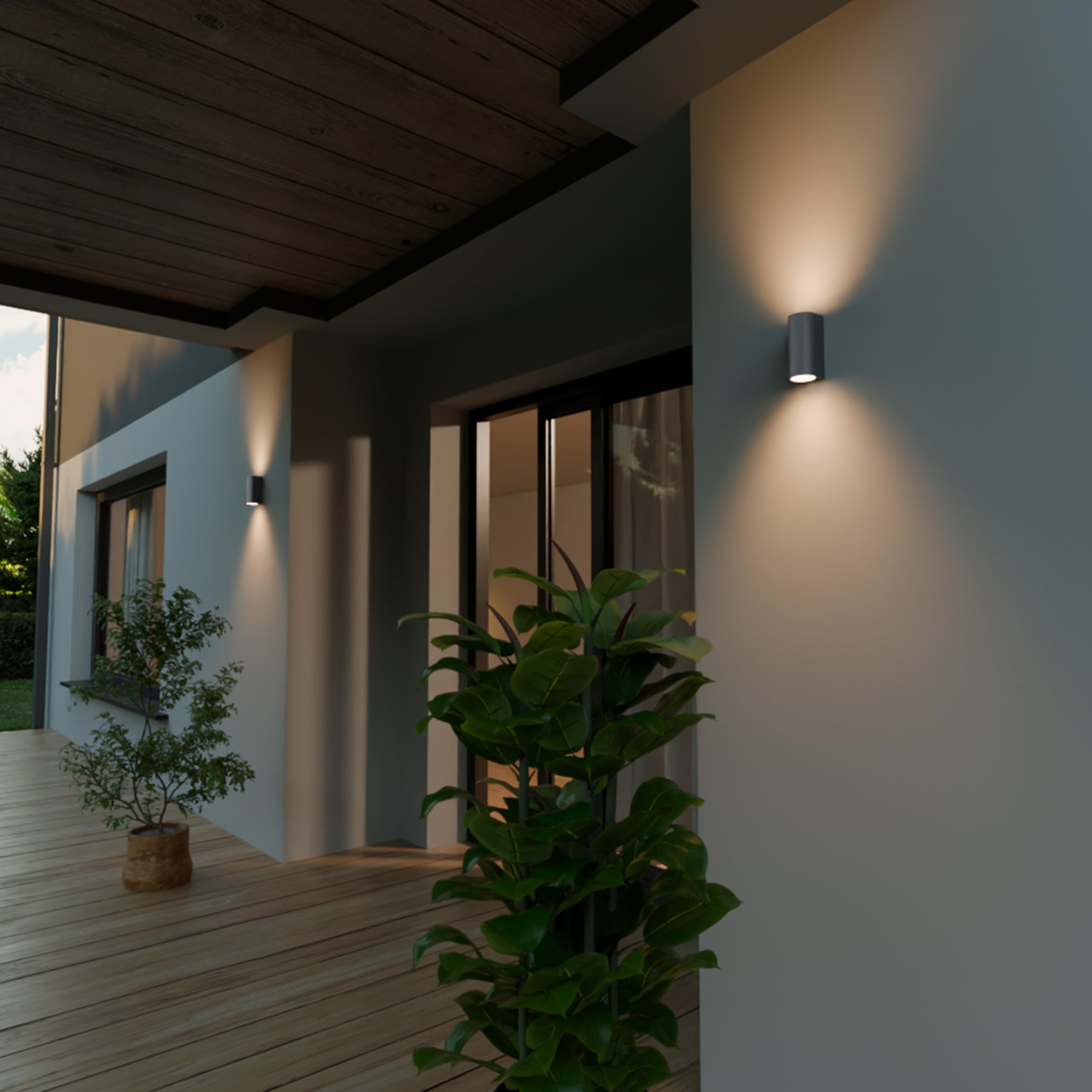 MATO 4x Aussenlampe Wand Up Down Leuchte - IP54 Wetterfest - LED Wandleuchte Aussen & Innen - GU10 Außenwandleuchten für Hauswand & Fassadenbeleuchtung, Außenlampe, Wandlampe Außen, Außenbeleuchtung