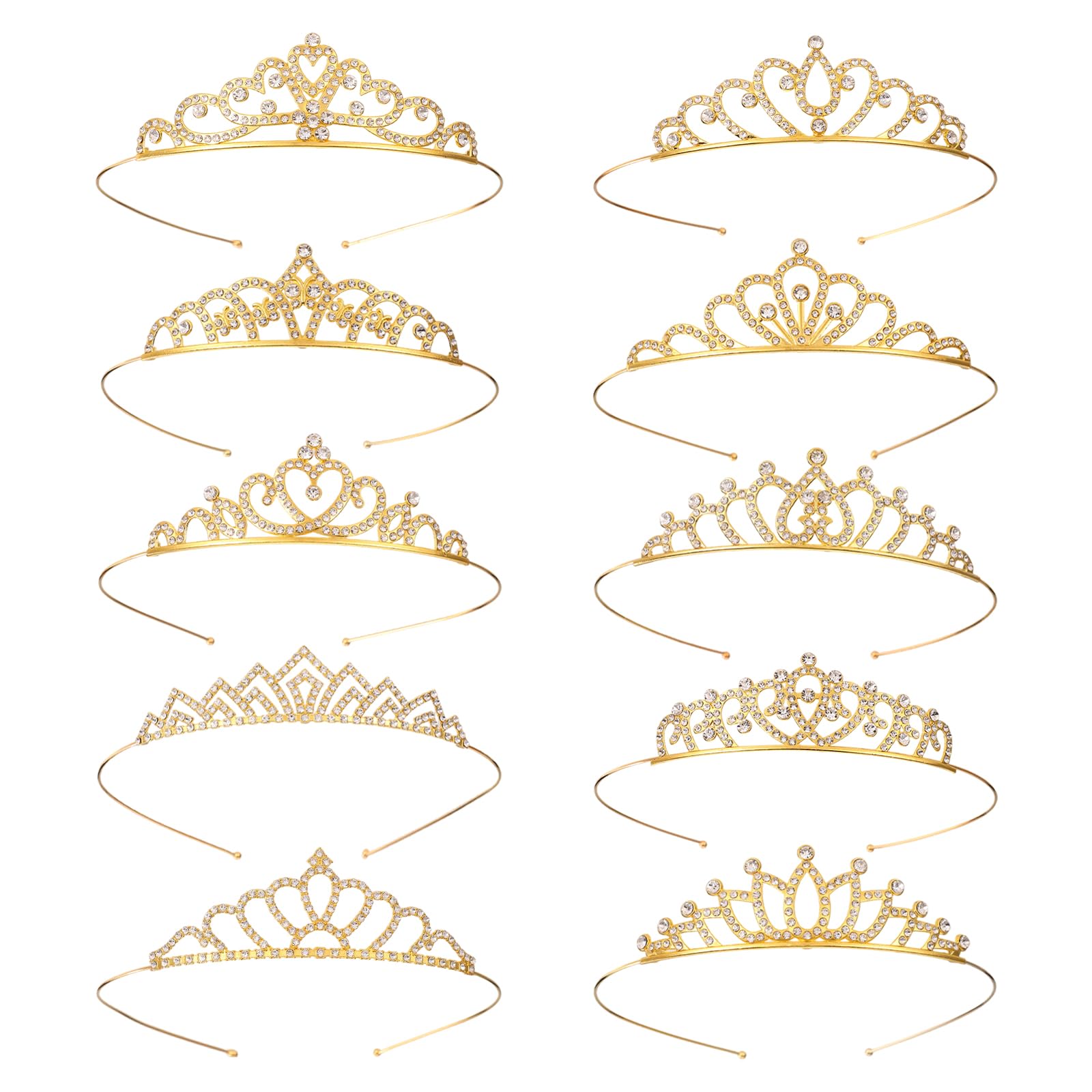 10pcs Diadème de Princesse pour Femmes et Filles, Petits Ornées Bandeau Couronne Ornés de Strass Accessoires Coiffure pour Mariage Anniversaire Bal Promo Concours Beauté