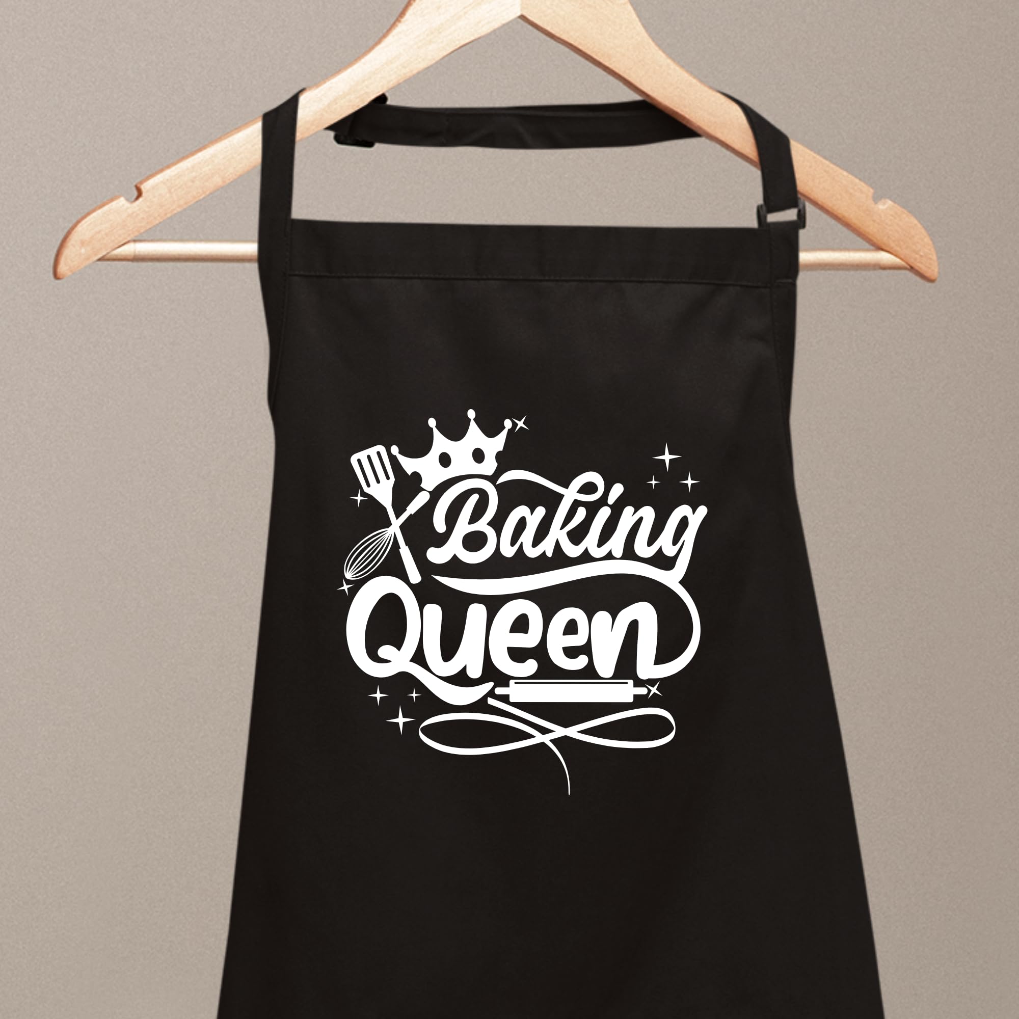 Delantales de Baking Queen para mujer, divertido delantal impreso, regalo para su chef, delantal de cocina, delantal de barbacoa, regalo para mamá, Negro, Taille unique