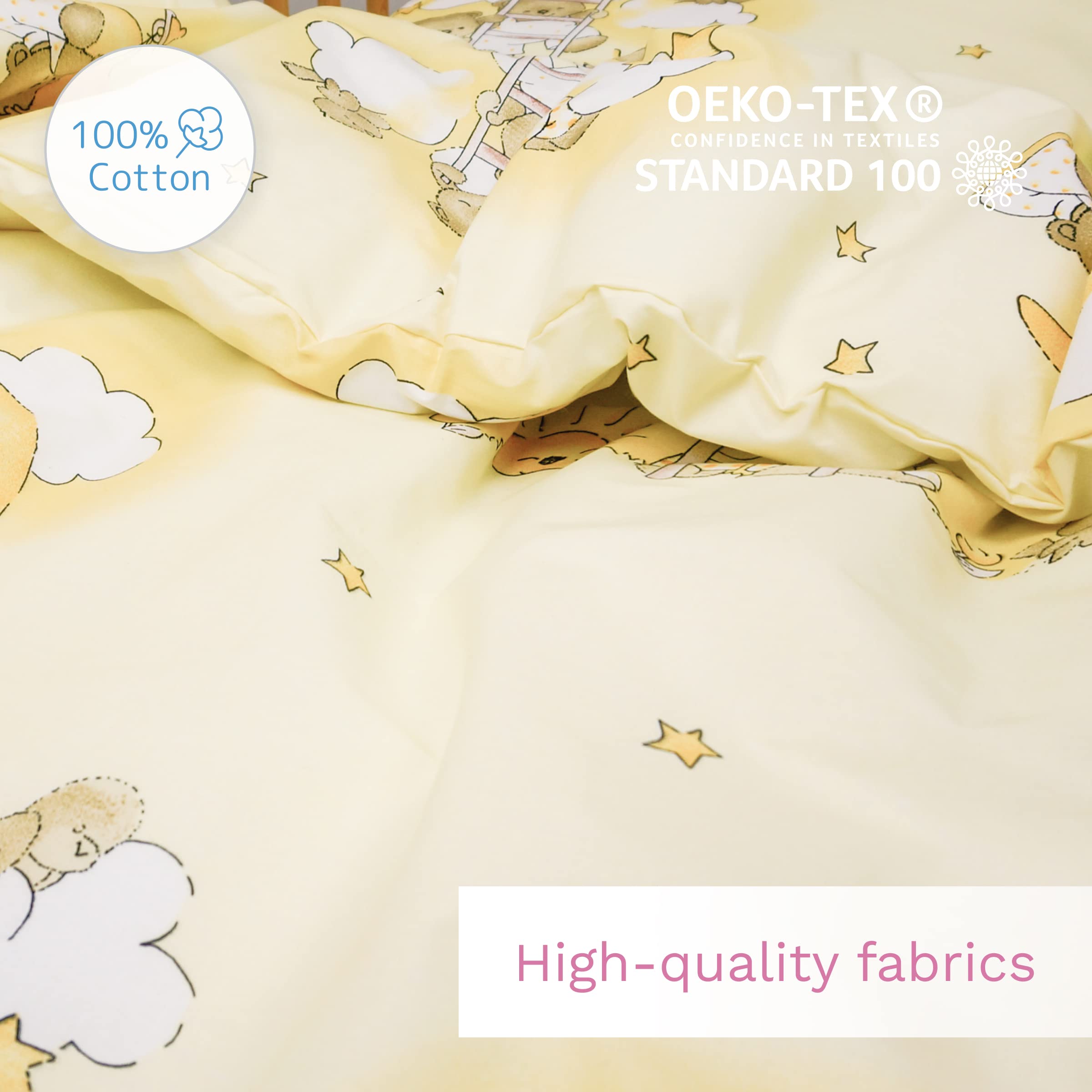 Baby Comfort Juego de Cama para Cuna 4 Piezas edredón y Funda nórdica 120x90 cm con Almohada y Funda de Almohada - diseño 3 (12 Meses+)