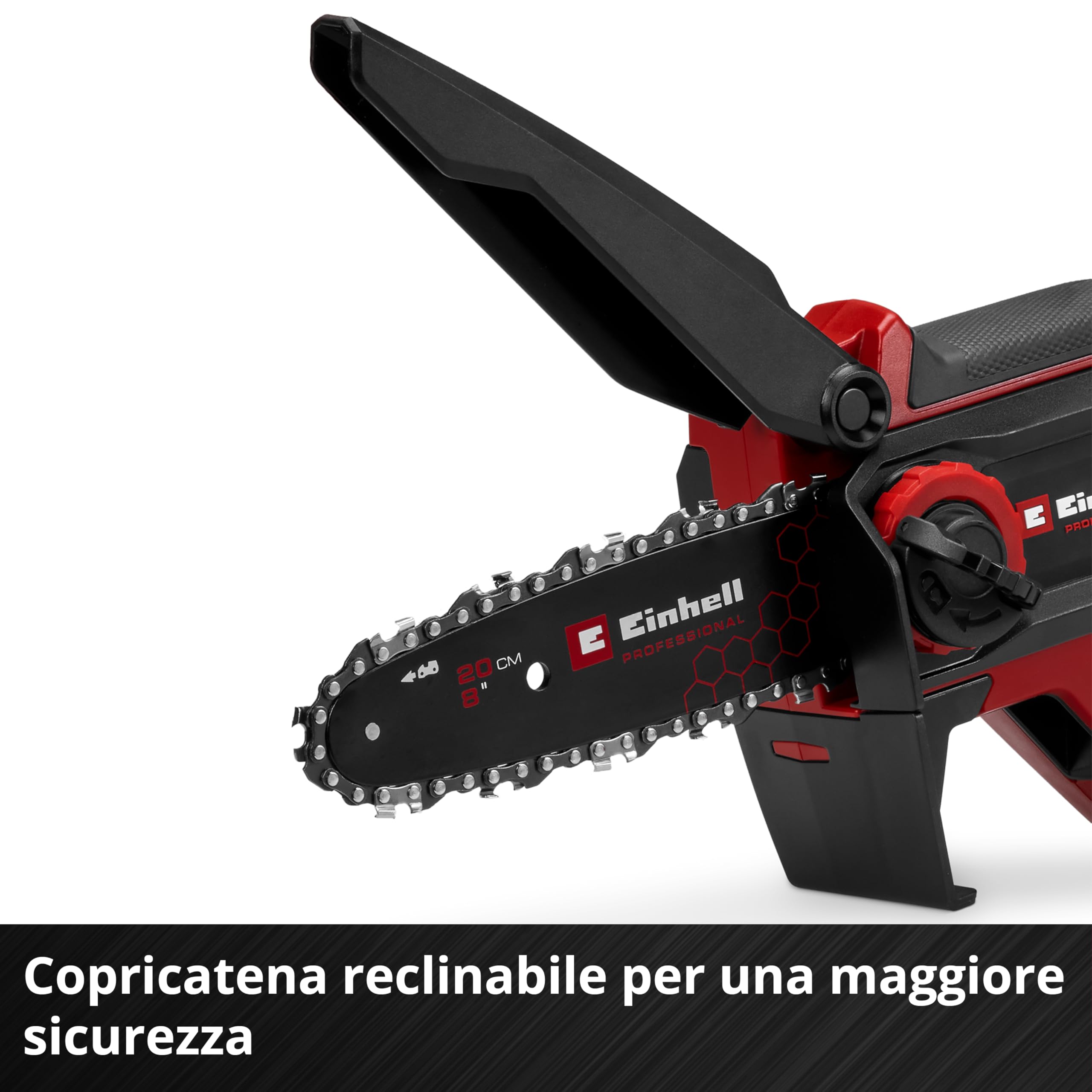 Sega a batteria Einhell Professional GP-PS 18/20 Li T BL-Solo Power X-Change (18 V, lunghezza di taglio 15 cm, Brushless, velocità catena 8 m/s, lubrificazione autom. della catena, senza batteria)