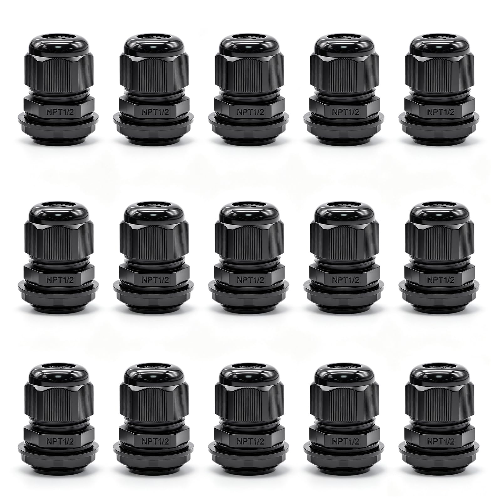 15PCS 1/2” IP68 Waterproof Cable Gland Kit