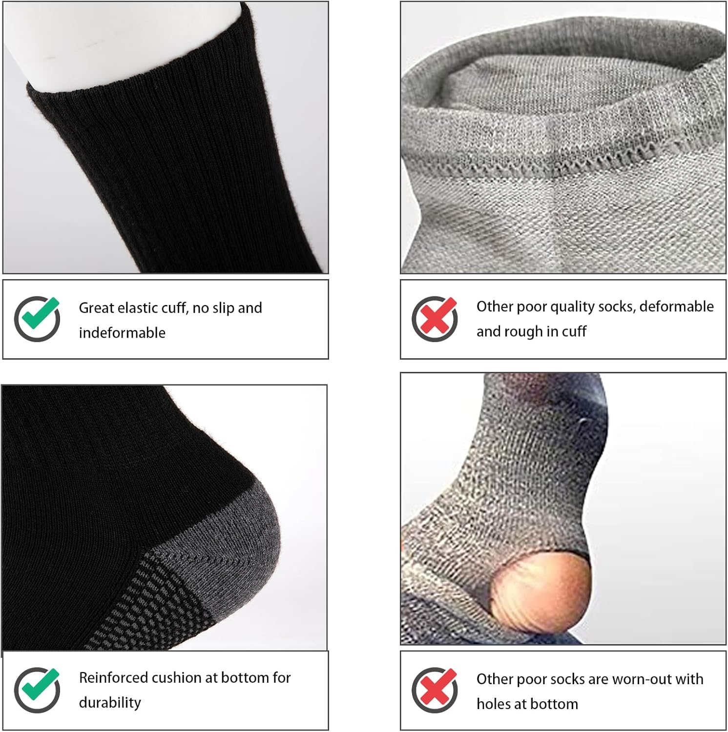 COOVAN 12 Pack Crew Socks for Men Half Cushion Moisture Wicking Athletic Socks - Image 6