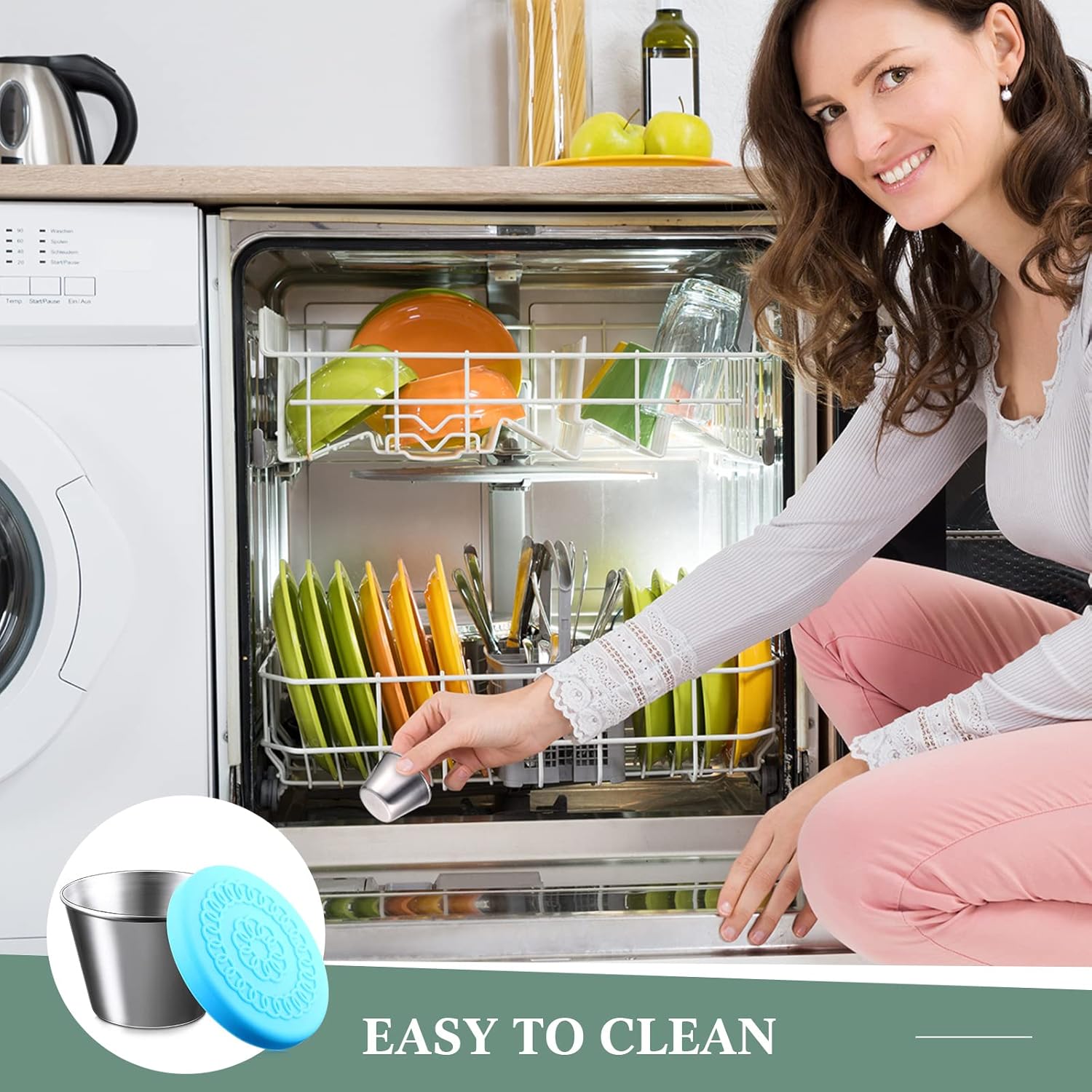 20 Pack 2.5 oz Salad Dressing Container Small Condiment Containers with Leakproof Silicone Lids Stainless Steel Reusable Dipping Sauce Cups for Lunch Box Picnic Travel Kitchen Storage - Image 7