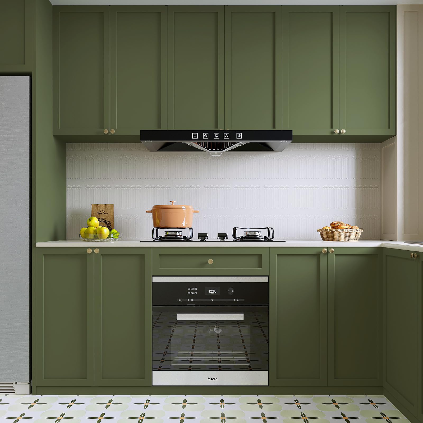 VaryPaper Peel and Stick Olive Green Wallpaper 40cmx200cm Green Contact Paper for Kitchen Countertops Thick Lining Paper for Furniture Wrap Stick on Wallpaper for Living Room Bathroom Worktops - Image 4