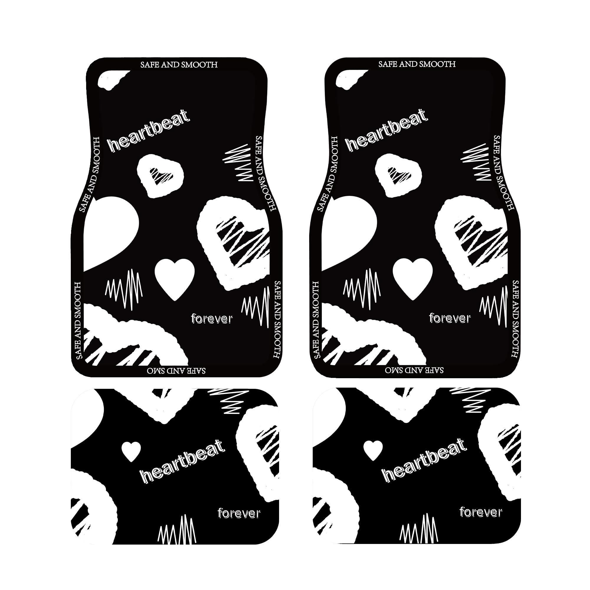 Hermosa alfombra negra con temática de amor moderna con alta absorción, antideslizante, alfombrillas para el piso del automóvil, t