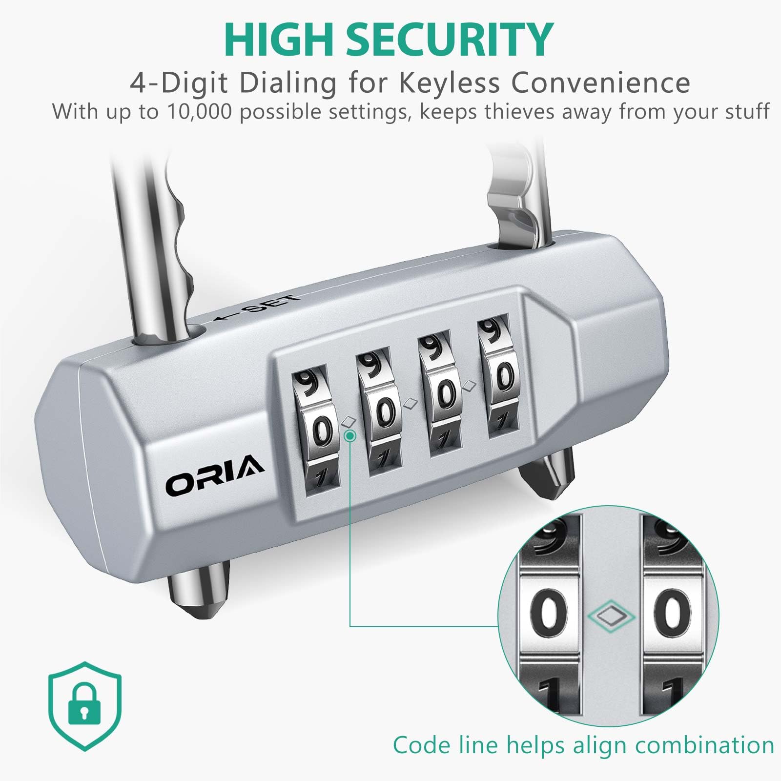 Oria Cadenas à Combinaison 4 Chiffres Lot De 2 - Acier Inoxydable, Pour Casier, Bagage Et Gymnase