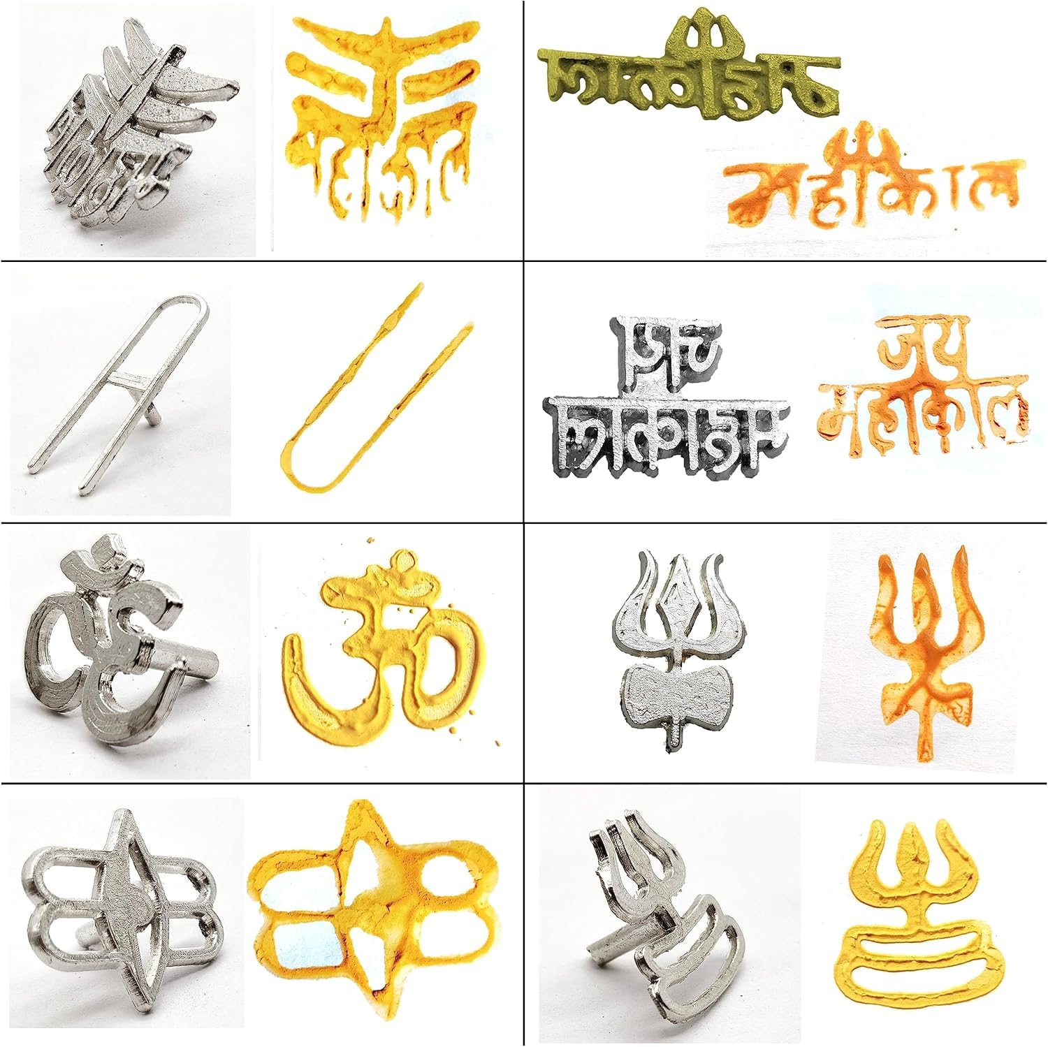 Treeratan Ventures Bhasm Vibhuti tika Tilak con piastra e 16 tipi di metallo tika timbro fronte (KSI.bhsm.50g+16stp)