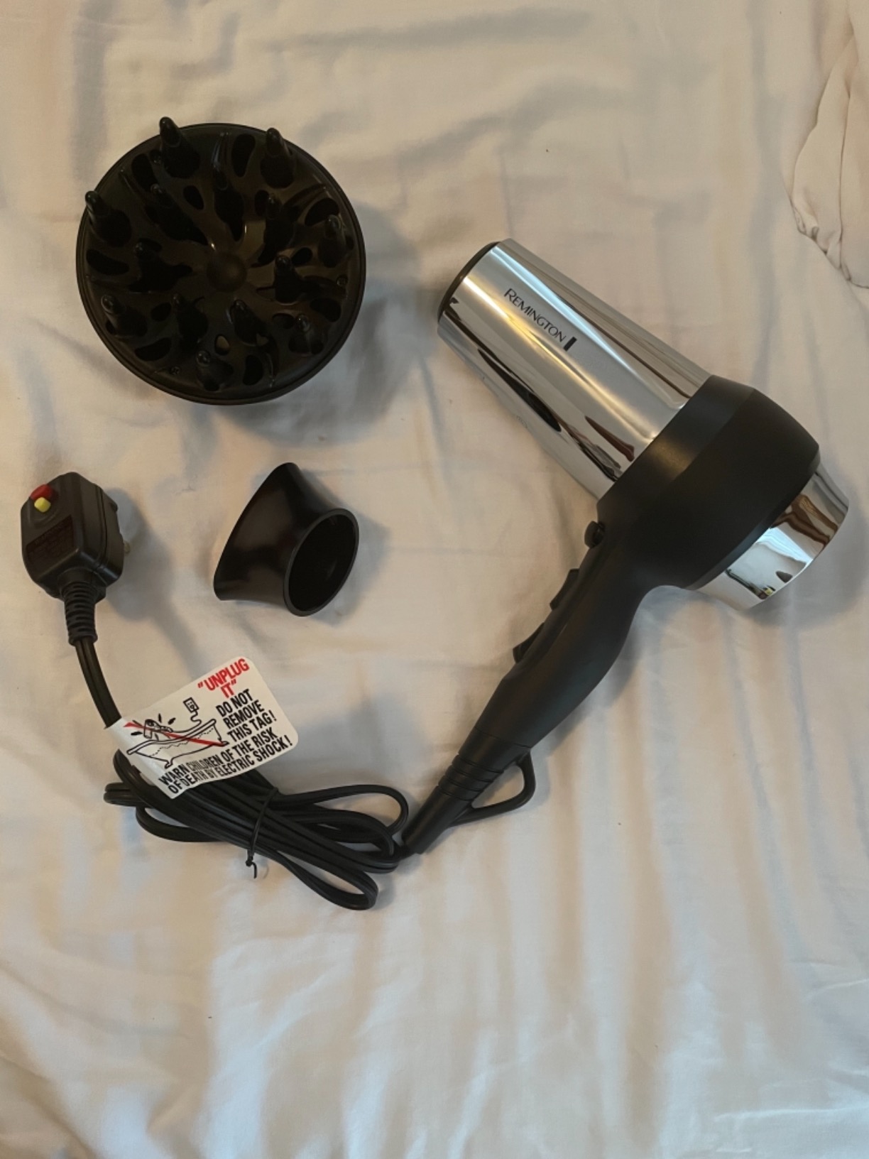 Remington Impact Resistant Hair Dryer, 1875-Watt Blow Dryer with Tourmaline, Titanium & Ceramic Technology, 3 Heat, 2 Speed Settings, Cool Shot, Diffuser & Concentrator Attachments