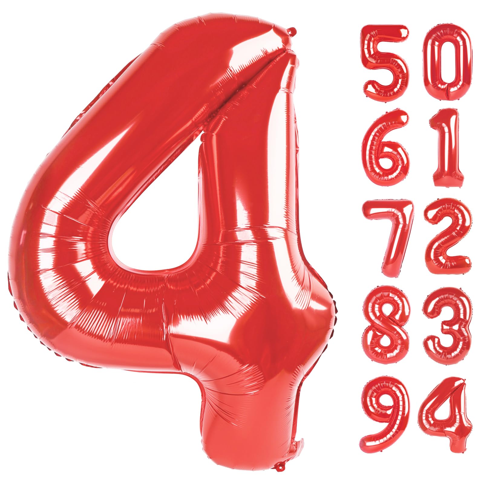 Red 4 Balloon, Number Balloon 40 Inch for 4th Red Party decorations, Four Large Numbers for Party Decor, Number 4 BalloonClimeCo Certified