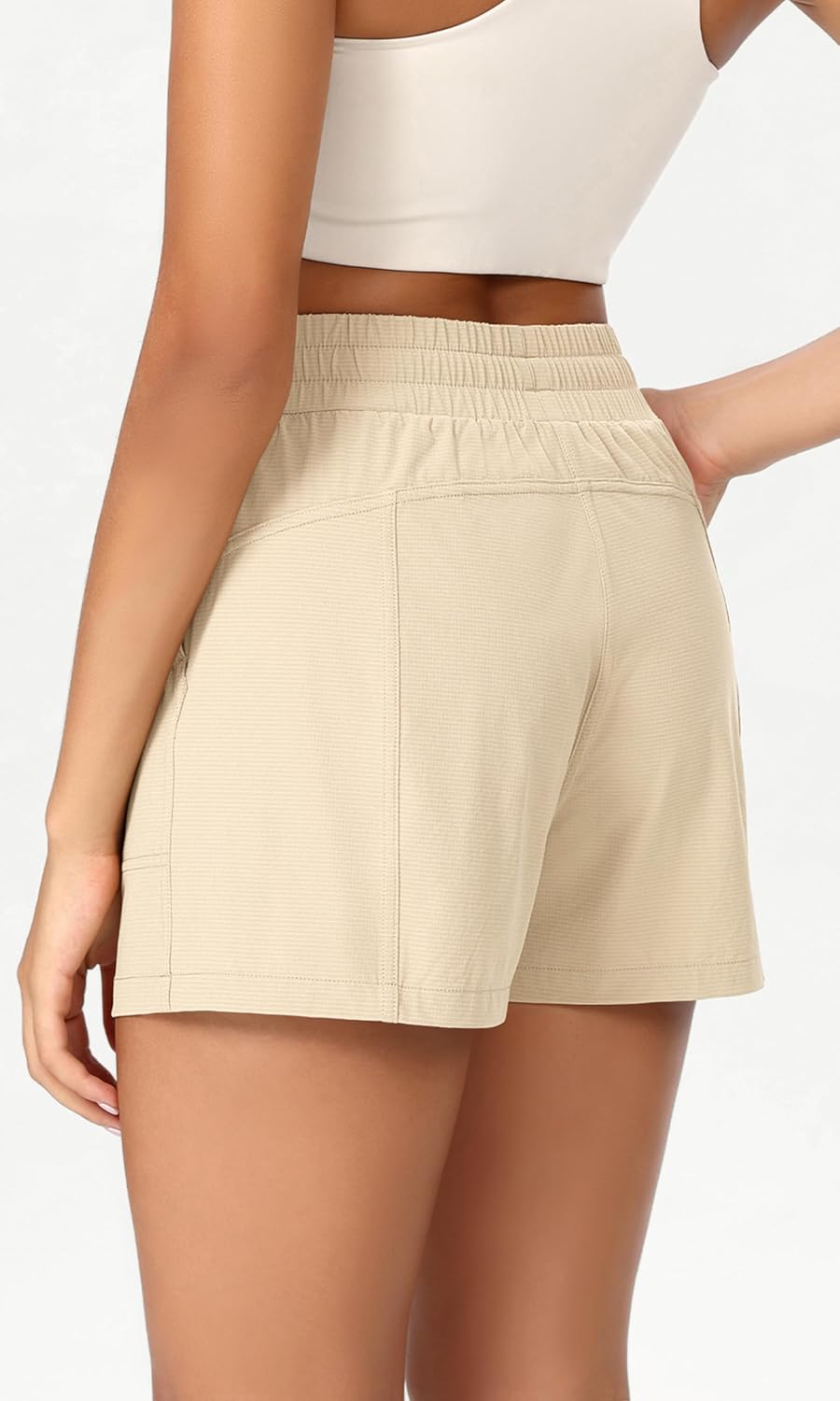 ODODOS Stretch Woven Athletic Shorts for Women High Waist Summer Lightweight Casual Shorts with Pockets - Image 4