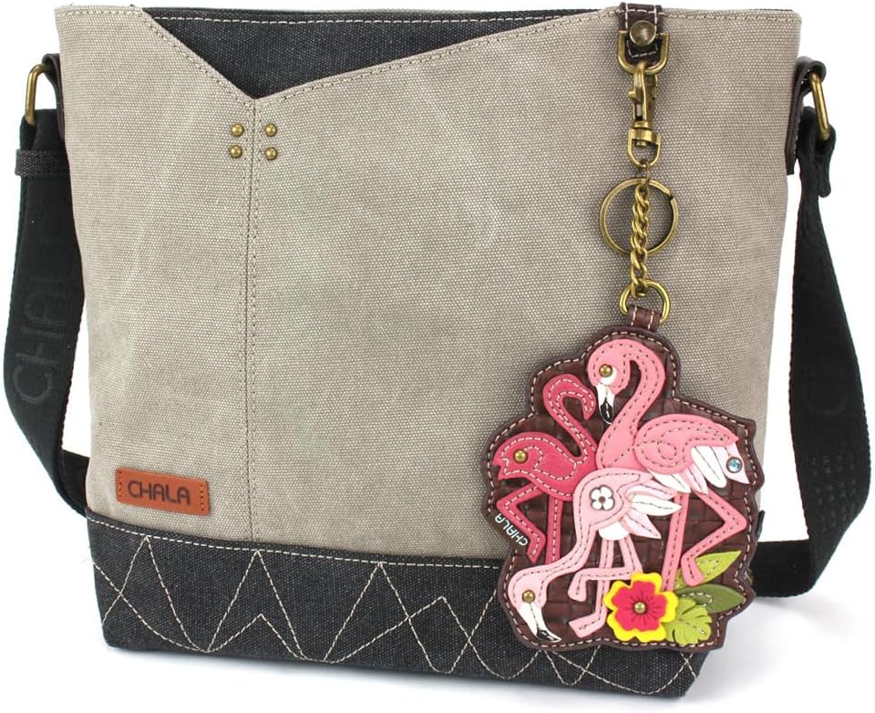 CHALA Prism Crossbody Womens Shoulder Purse with Adjustable Strap - Flamingo Group - gray