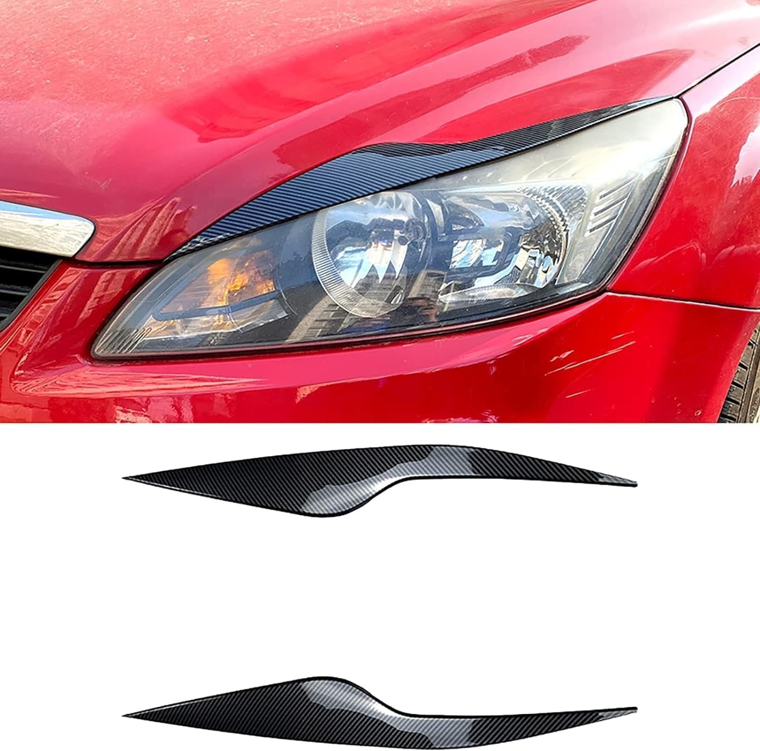 YETFDGH Headlight Eyebrows for Ford Focus MK2.5 2008 2009 2010 2011,Car Headlight Eyebrow Cover Trim Head Light Lamp Sticker Eyelids Trim Cover（1 pair）