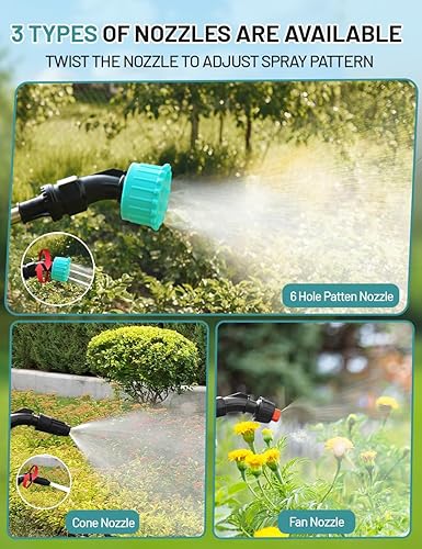 Miniatura 3 de SideKing Pulverizador de jardín a batería de 2 galones, potente rociador eléctrico mejorado con 3 boquillas de niebla, varita retráctil, mango