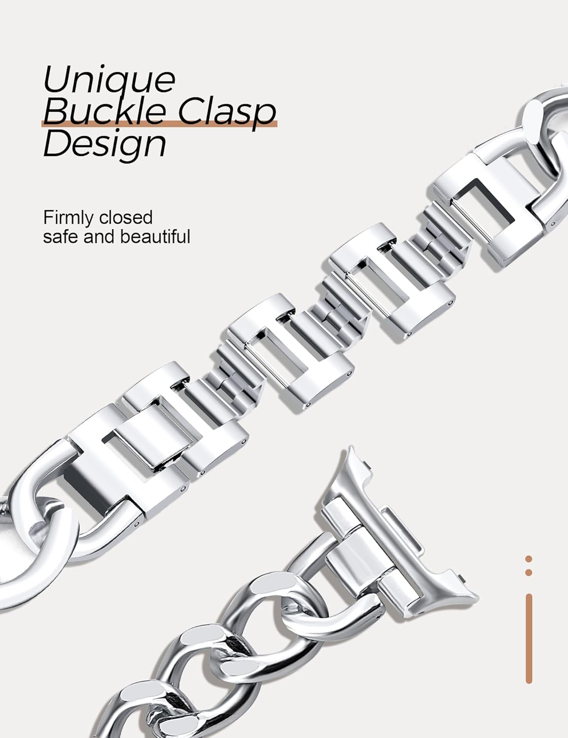 Gold Metal Bracelet Band Women 20mm Adjustable Single Chain Compatible with Samsung Galaxy Watch 7/6/5/4/Active 2/4 Classic/6 Classic/5 Pro/FE 40mm 42mm 43mm 44mm 45mm 46mm 47mm (No Case) - Image 5