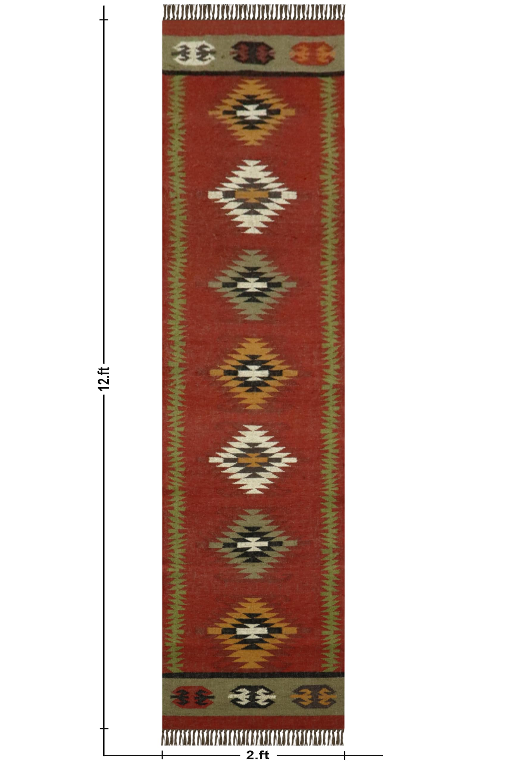 Tapis de couloir réversible 6 x 183 cm en laine et jute tissé à la main – Tapis à tissage plat pour maison et foyer, couloir, escalier