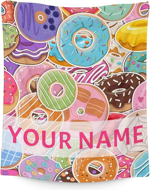 Girls Blanket - 40"x50" Cute Donut Throw Blanket Gifts for Kids & Adults - Personalized Colorful Soft Fuzzy Doughnut Blanket for Couch & Living Room