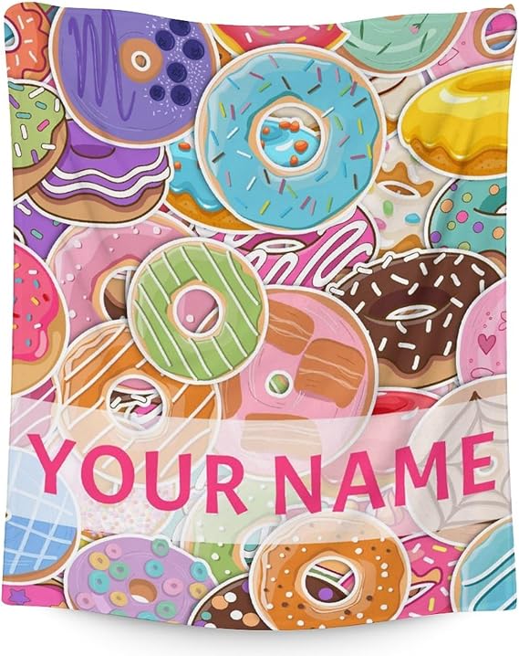 Girls Blanket - 40"x50" Cute Donut Throw Blanket Gifts for Kids & Adults - Personalized Colorful Soft Fuzzy Doughnut Blanket for Couch & Living Room