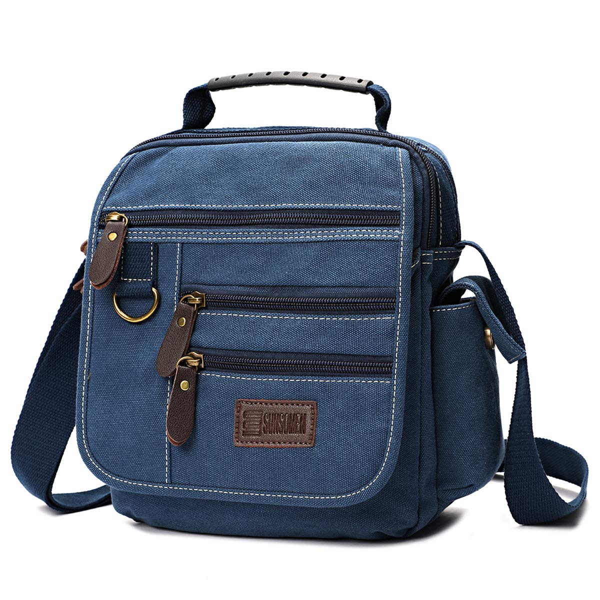 Mens bag Canvas Shoulder Bag Small Messenger Crossbody Bag Work Bag Vintage Multi-function