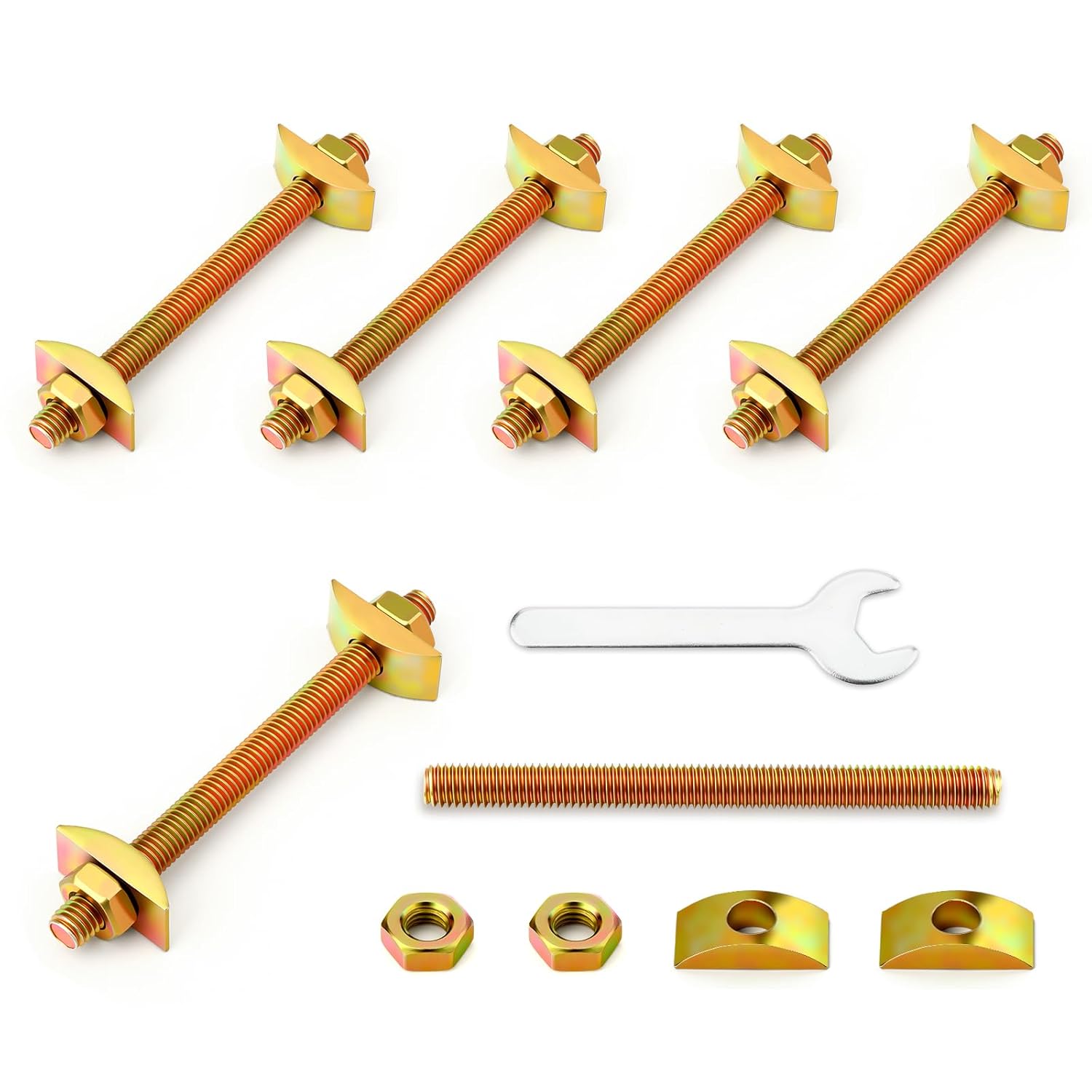 MEANLIN MEASURE 12PCS Countertop Connector Bolts, M8 × 100 mm Furniture Fastening Connectors, Joint Connector Drawbolt Pack for Bed Frame Table Furniture Butcher Blocks Connecting with Wrench