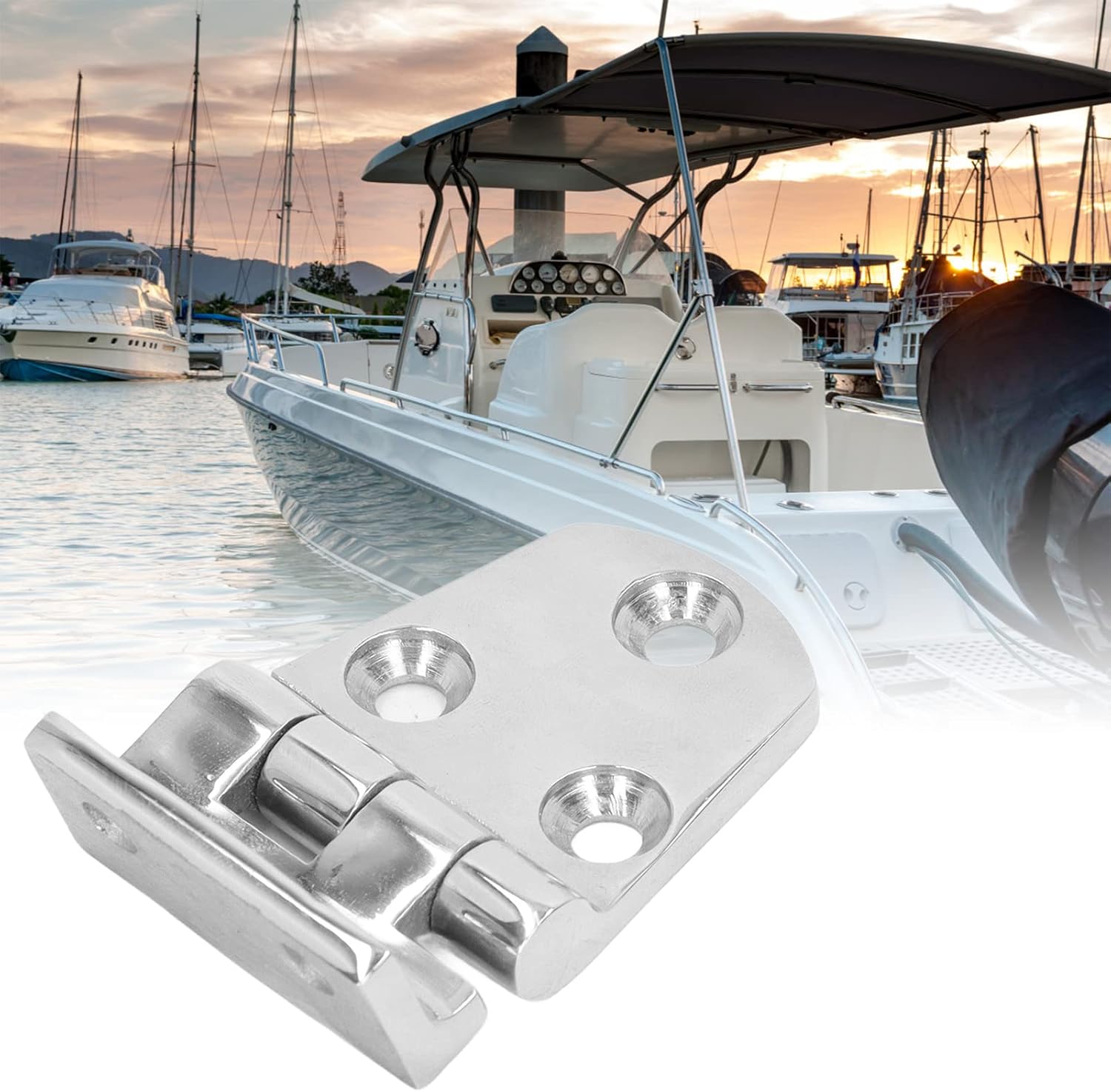 4 Pcs Boat Hinge, Marine Grade 316 Stainless Steel Heavy Duty Bend Hinges, Mirror Polished Surface for RV Yacht Cabinet Flush Hatches, with Resistance and Long Service Li