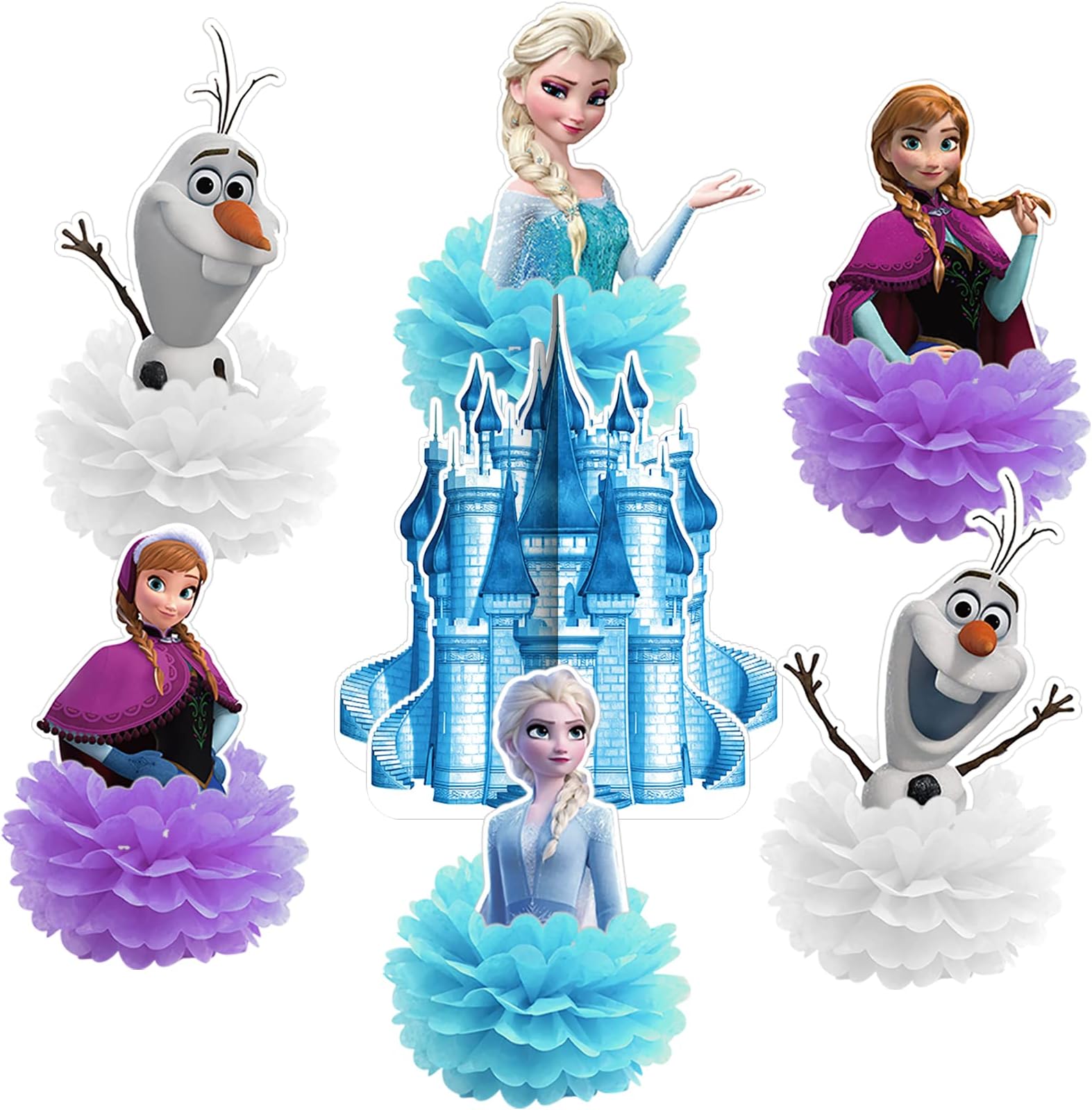 Frozen Honeycomb Centerpieces Table Decorations, Elsa Birthday Party Supplies, Frozen Paper Flowers for Frozen Birthday Party Decorations