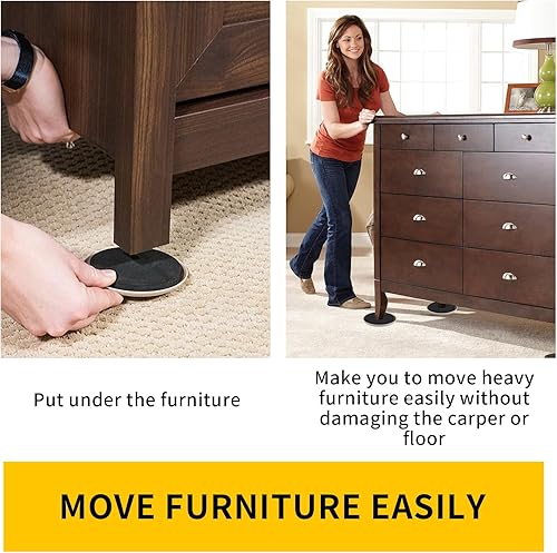 Miniatura 6 de new space - Deslizadores de muebles para alfombras, 8 piezas deslizantes redondos de 5 pulgadas para mover muebles, deslizadores móviles de muebles