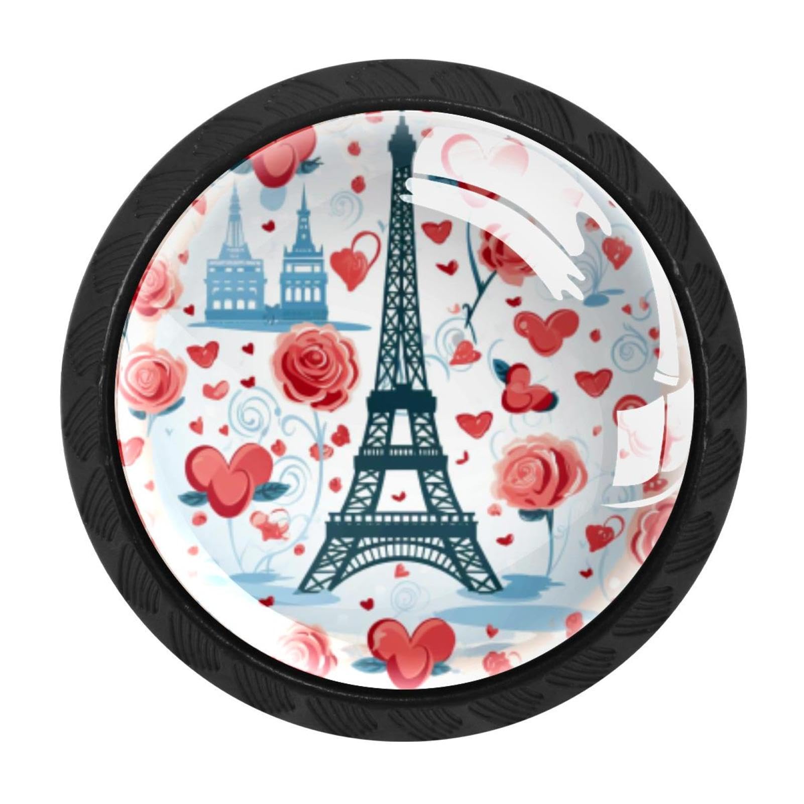 Chenzzzz Multicolored 02 4 Pieces Eiffel Tower Valentine's Day Kitchen Cabinet Knobs Drawer Knobs Dresser Knobs Black Knobs Drawer Pulls Dresser Drawer Handles Knobs For Dresser Drawers