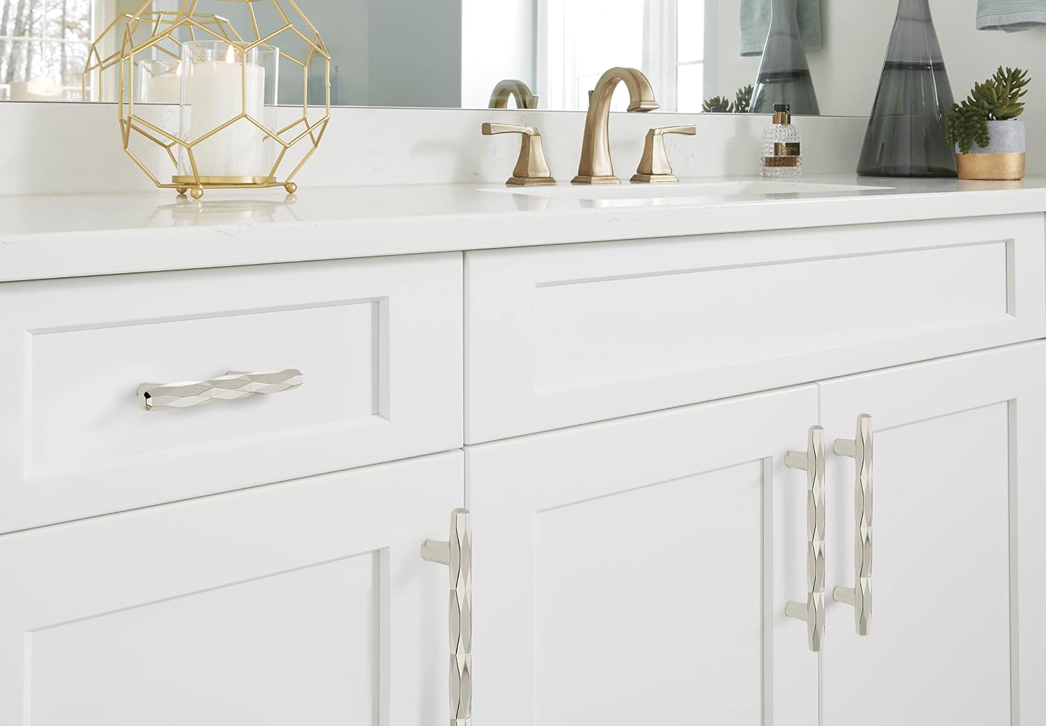 Amerock | Cabinet Pull | Polished Nickel | 5-1/16 inch (128 mm) Center to Center | St. Vincent | 1 Pack | Drawer Pull | Drawer Handle | Cabinet Hardware