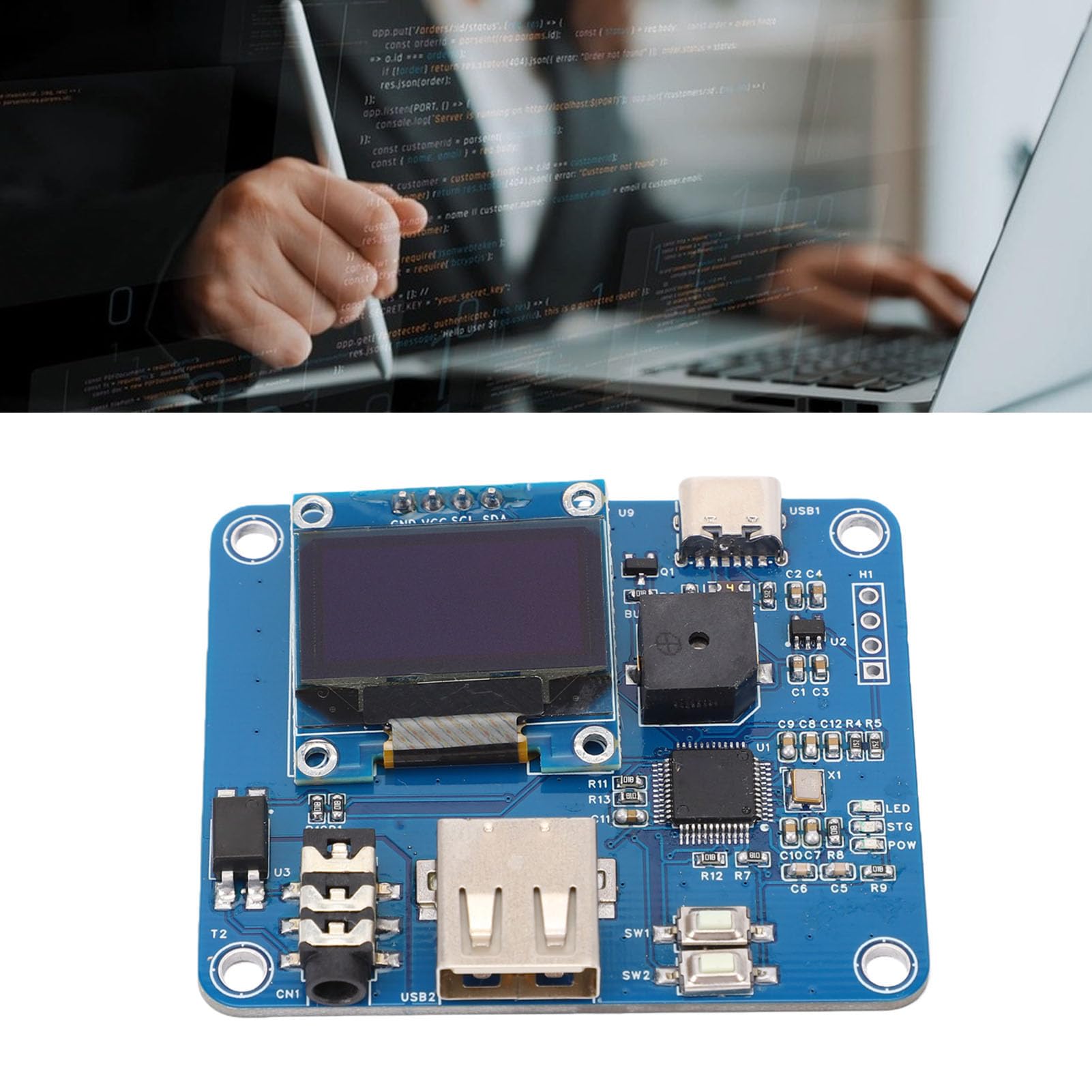 WALFRONT CW Trainer Interfaz USB Dispositivo de Práctica de Código Morse Teclado de Ejercicio de Código de Práctica de Telégrafo con Pantalla LED Orgánica