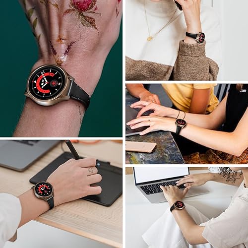 Miniatura 8 de OXWALLEN Correa de reloj de piel de liberación rápida de 0.78 pulgadas compatible con Samsung Galaxy Watch 6 5 4 Band 1.575 in 1.732 inWatch 5 Pro