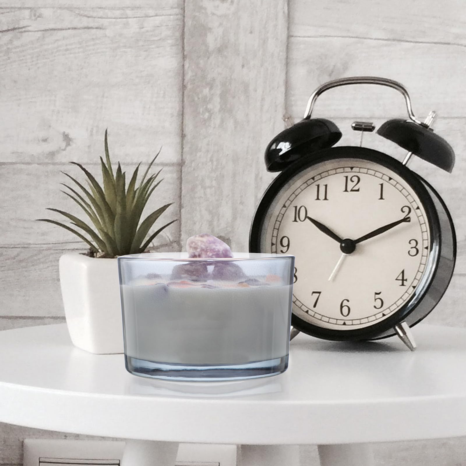 Vela Aromática Decorativa de Vidrio Cera Natural y Cristal | Púrpura, Portátil y Ligera, para Salón E Interior, Detalle para Amigos, Uso Sencillo