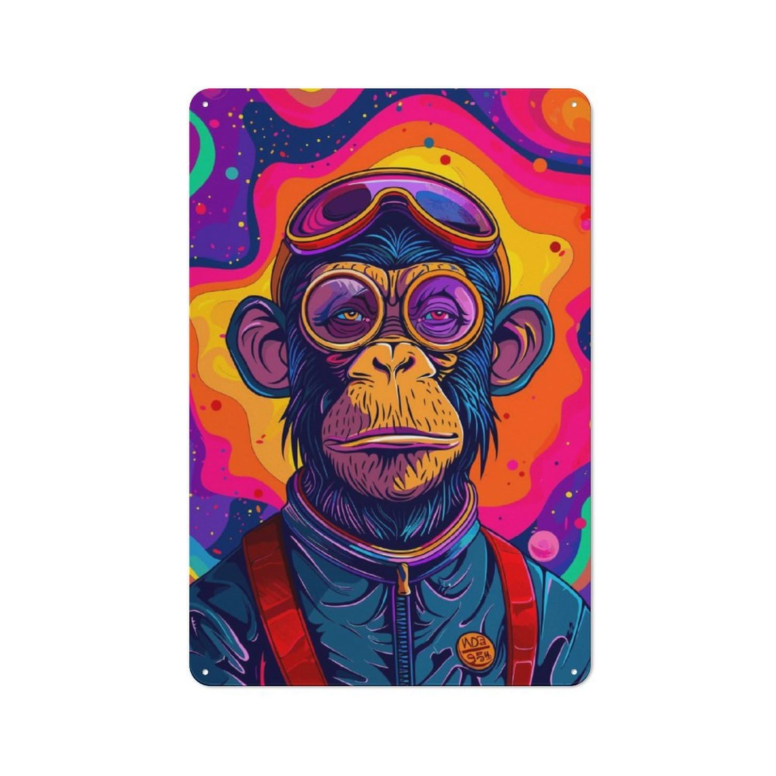 Junmoney Astronaut Chimp Space Barn Style Metal Wall Decor 30X20cm, Country Metal Sign For Kitchen, Cottage, Porch Or Garden Room