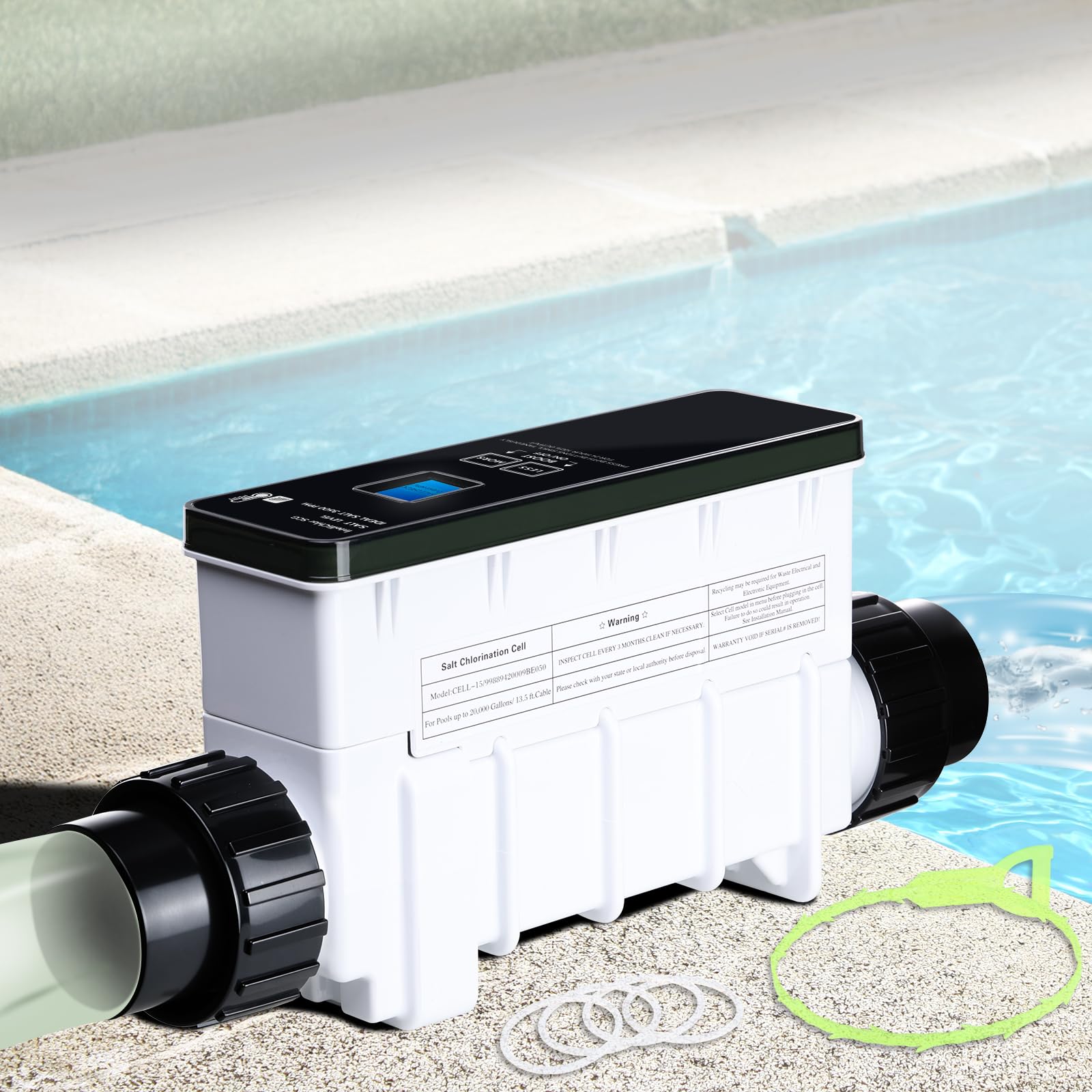 IC40 - Generador de cloro de célula salina de repuesto para cloradores de agua salada Pentair Intellichlor IC40 (hasta 40000 galones), sustituye a la celda generadora de cloro de piscina EC-520555 y