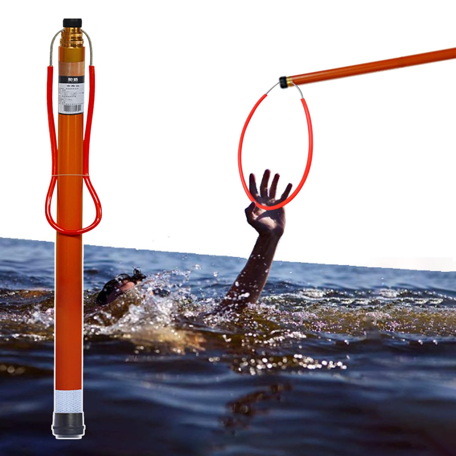 MSHGSKU Rescue Pool Pole,Adjustable Telescopic Pool Safety Pole & Rope, Lifeguard Hook for Emergency Rescue - 14 to 20 Feet, Ideal for Boats, Water Parks, Yachts (Size: 450cm/177in)