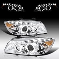 Vista 6 de Autozensation Compatible con BMW E90 serie 3 de 4 puertas Sedán 2006-2008, juego de faros izquierdo + derecho, faros de proyector LED de tira negra