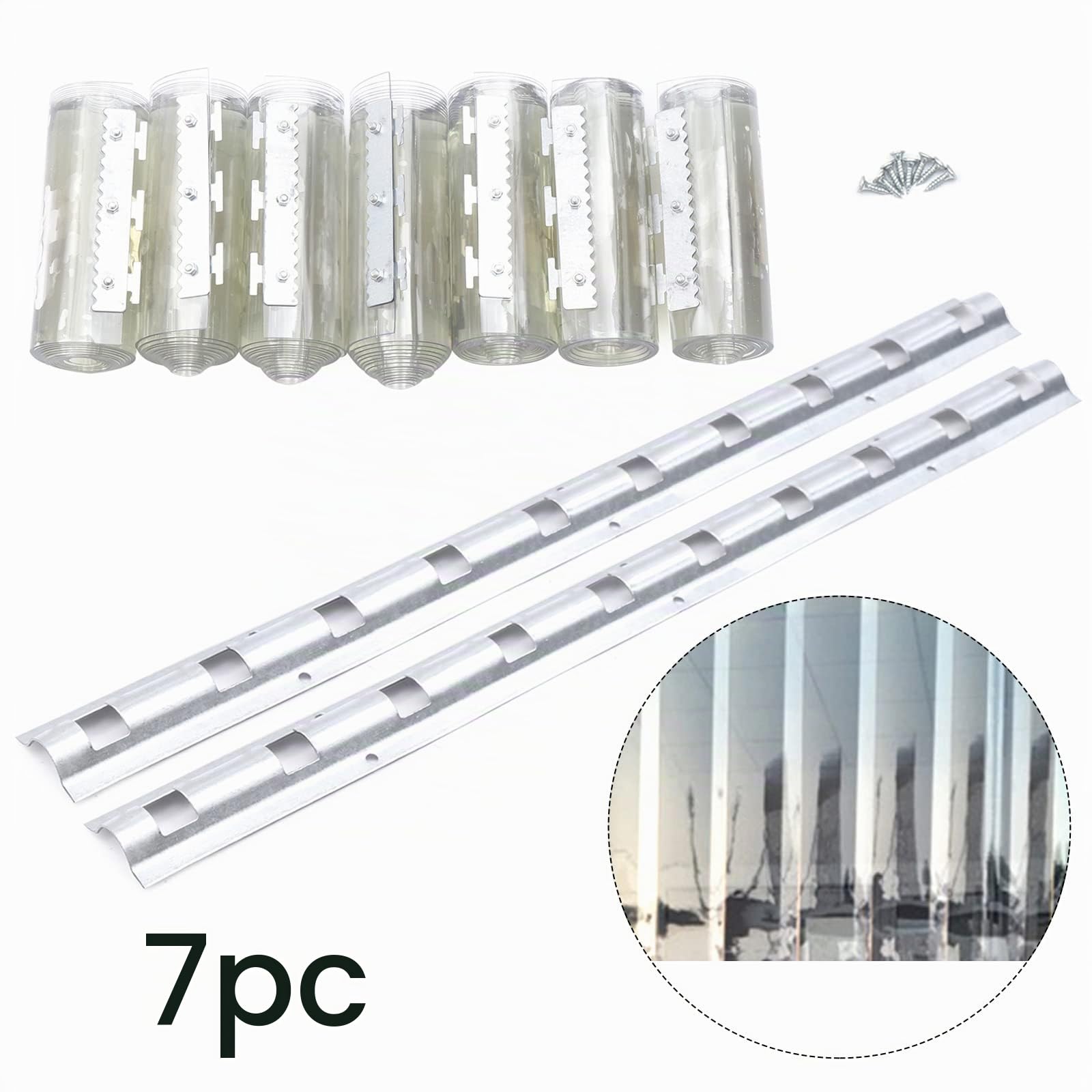 Cortina de Tiras de PVC Cortina de Láminas 1 m x 2 m Cortina Transparente Kit de Tira de plástico Liso Cortina de fleje de PVC Cortina de láminas Kit de Cortina