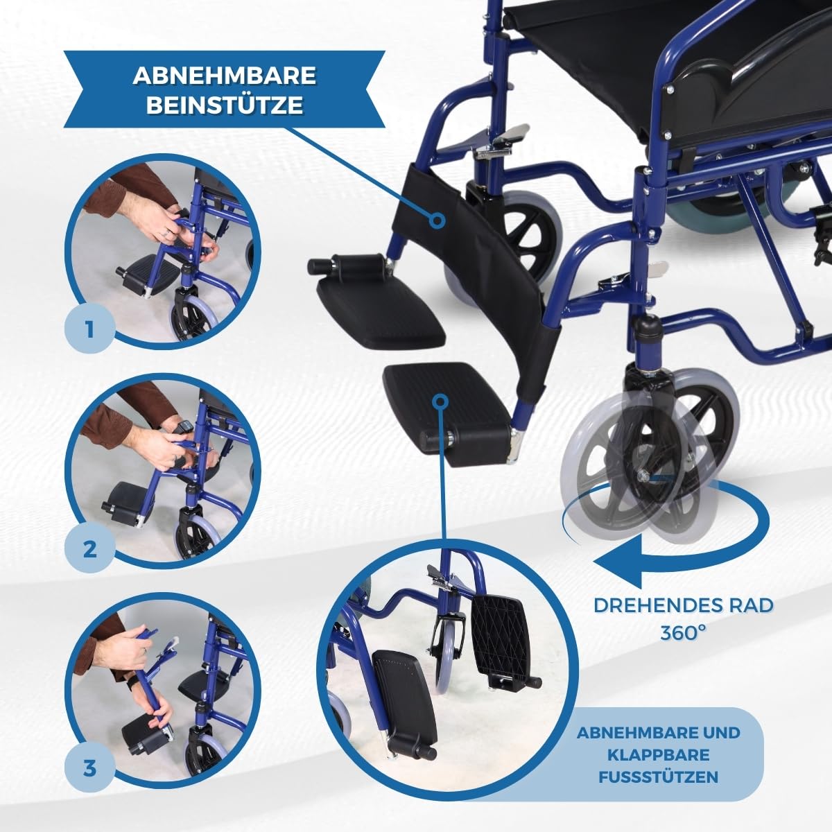 Mobiclinic®, Faltbarer rollstuhl, Maestranza, Feststellbremsen, 45 cm sitzhöhe, Abnehmbare fußstützen, Abklappbare und gepolsterte armlehnen, Kleine räder, Robust, Farbe schwarz