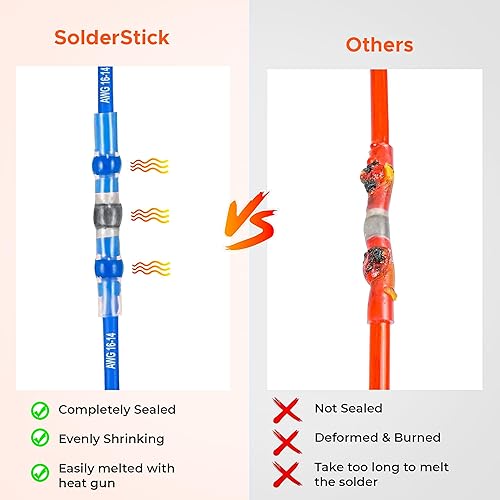Miniatura 7 de Kit de conectores de alambre de sellado de soldadura impermeable, conectores de cable termorretráctiles con aislamiento eléctrico con 4 calibres -