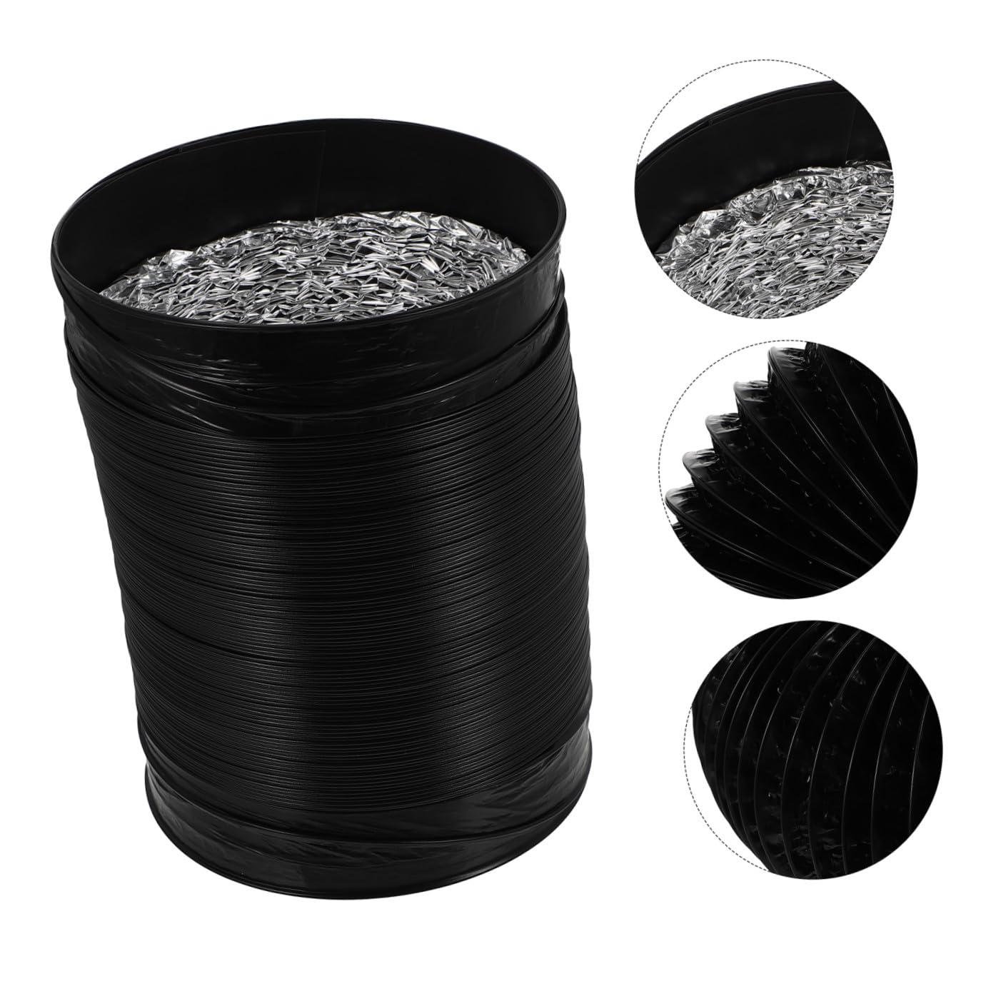 Tubo Flessibile Condotto Aria in Pvc Nero, Estensibile | Ventilazione e Cappa di Aspirazione, Retrattile e Facile da Installare, Uso Casa e Ufficio