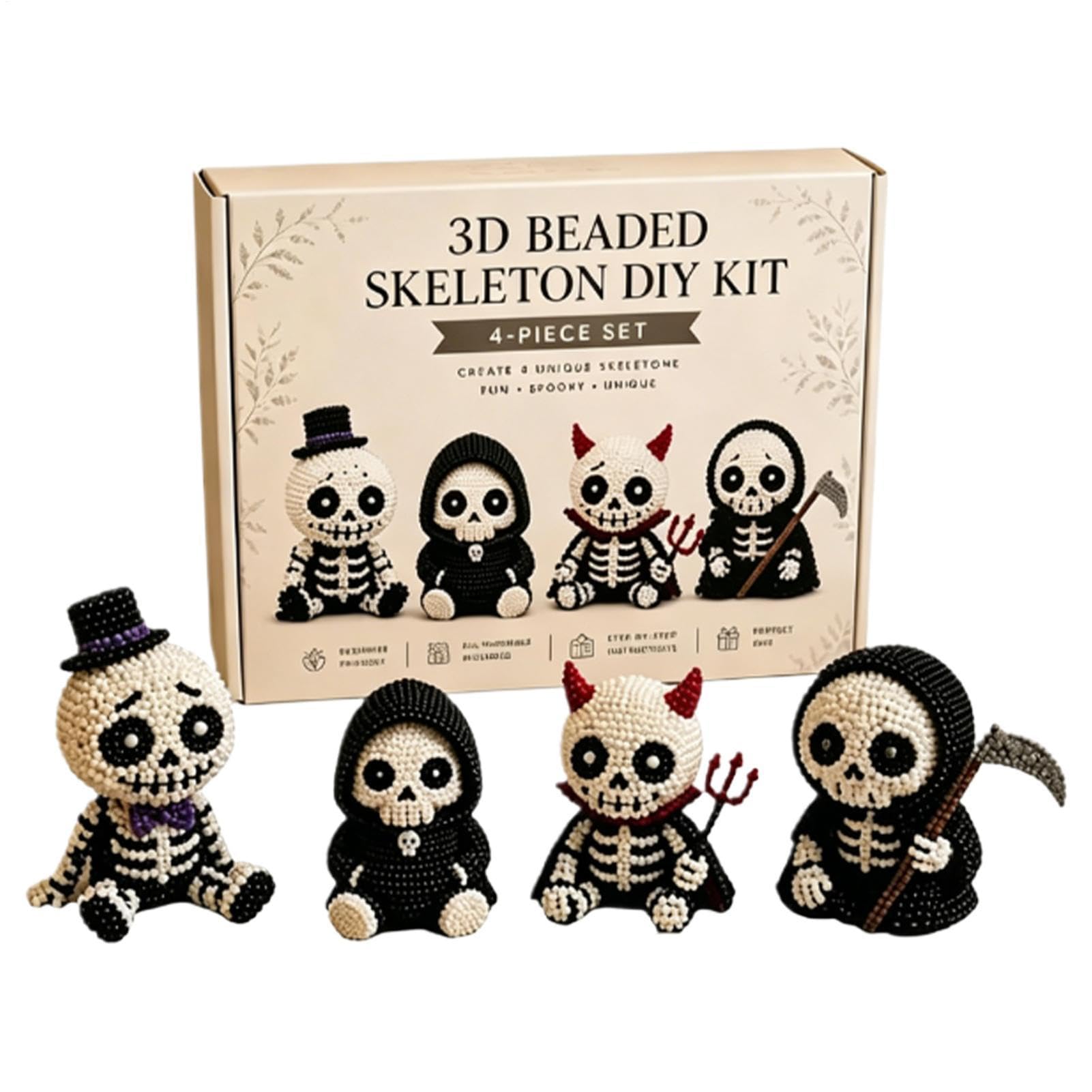 Kits de abalorios de esqueleto 3D y cuentas de Halloween para proyectos creativos de escritorio 8