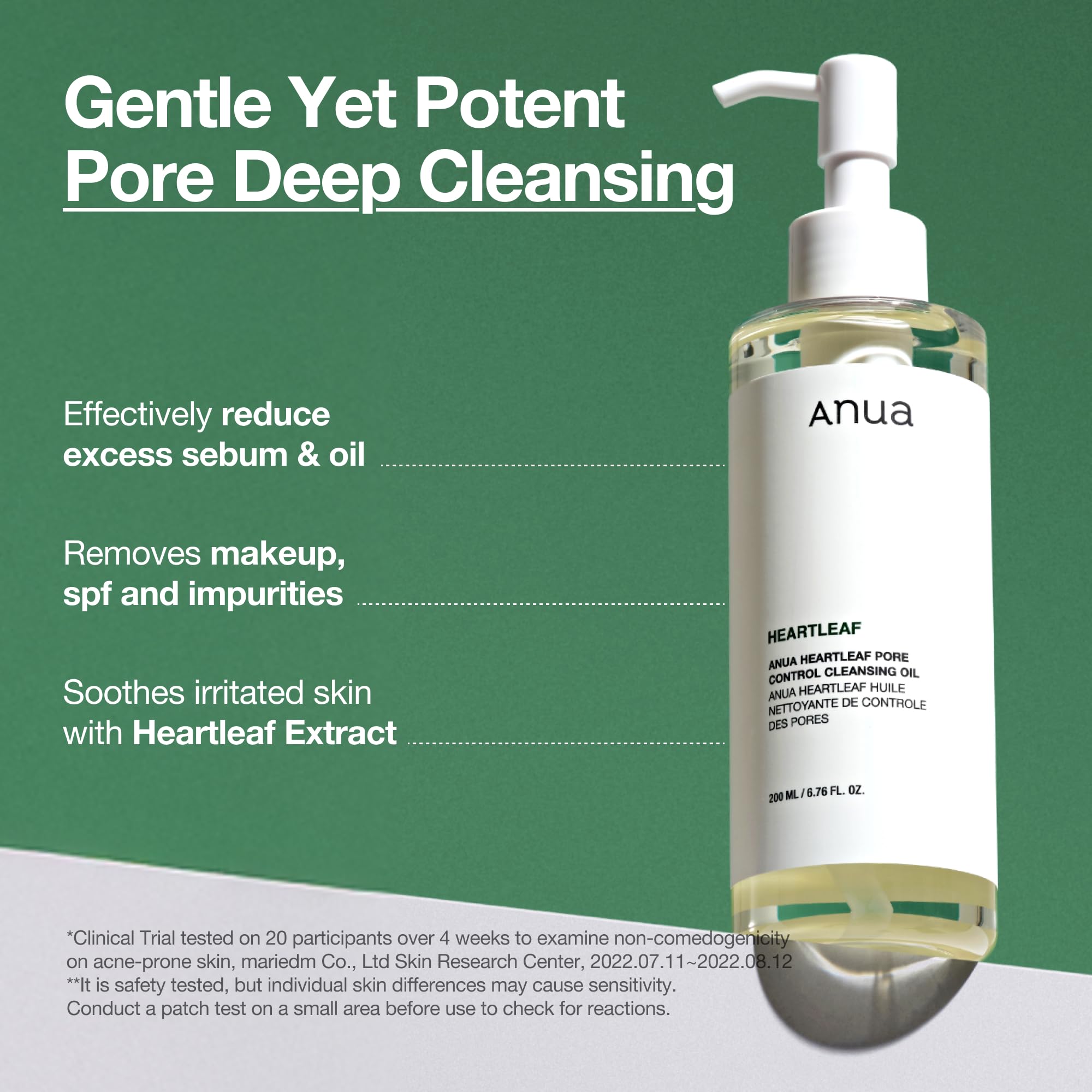 Anua Heartleaf Pore Control Oil Cleansing Oil, Oil Cleanser for Face, Makeup Blackhead Remover, Korean Skin Care 6,76 fl oz (200 ml)