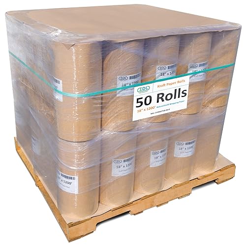 Miniatura 8 de IDL Packaging Rollo de papel kraft grande marrón de 18 pulgadas x 1200 pies (14400 pulgadas)  Papel de regalo kraft natural para embalaje  Papel