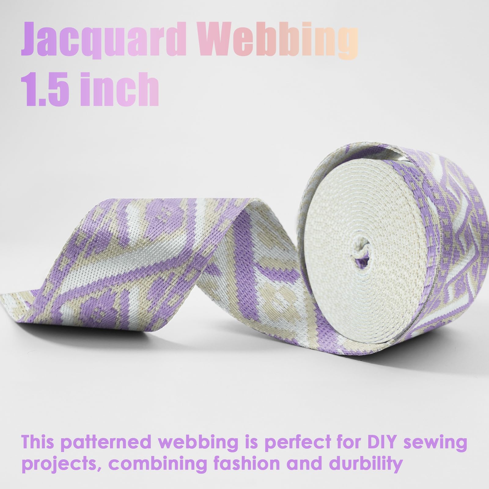 Cinghia a fettuccia da 3,8 cm in cotone jacquard poliestere nylon fettuccia 3,8 cm resistente fiore fantasia nastro per borsa tracolla zaino cintura fai da te collari per animali domestici