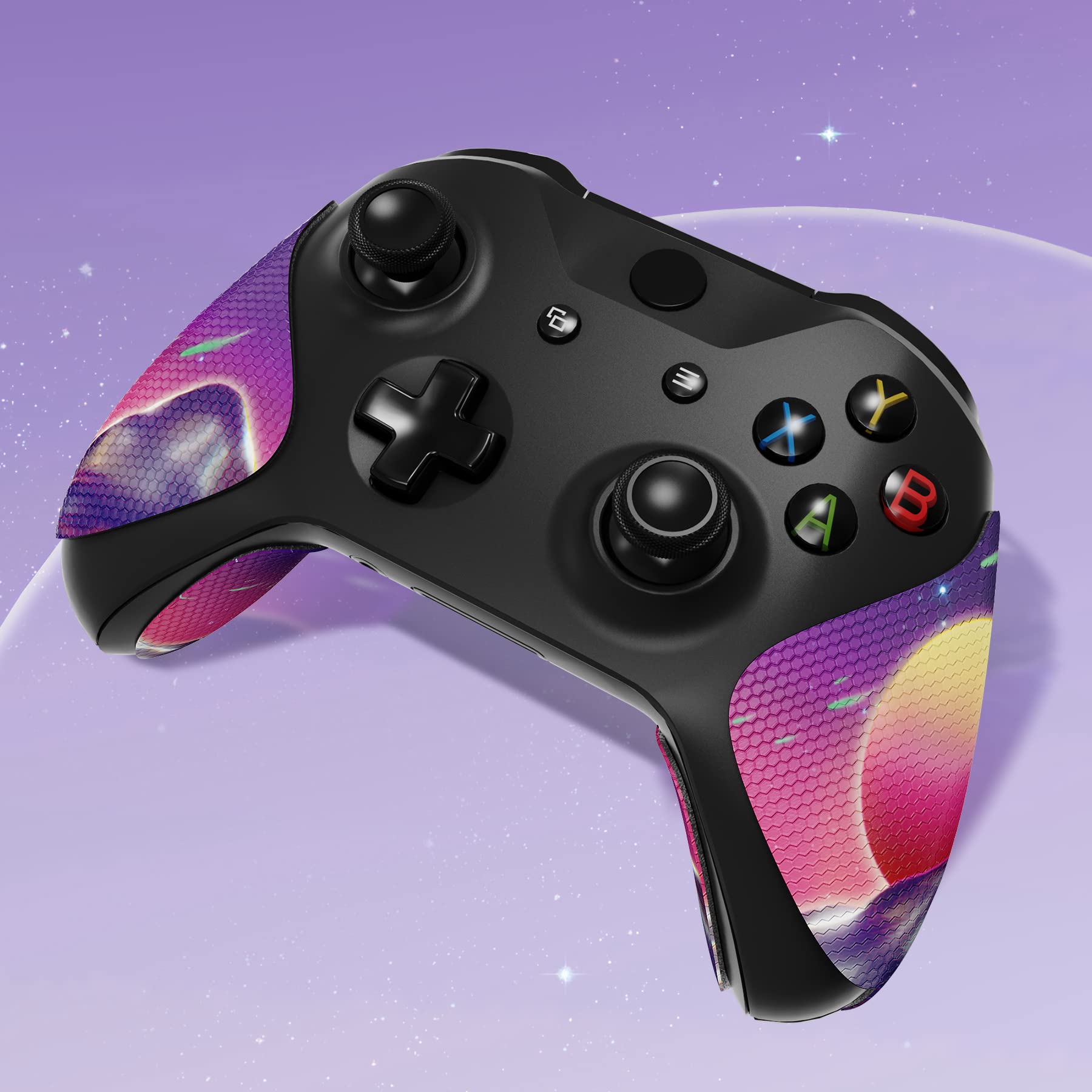 eXtremeRate Pegatina de Agarre para Xbox One Accesorios - Adhesivo de Silicona Antideslizante con Textura de Goma, Protectora Piel para Xbox One S/X Mando (La Cyber Luna)