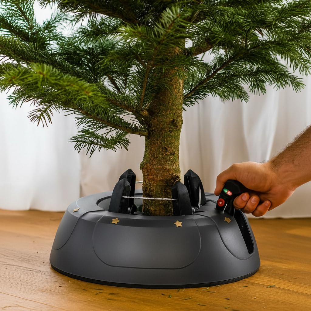 Brandsseller Christbaumständer Weihnachtsbaumständer Tannenbaumständer mit Fußhebeltechnik, Ein-Seil-Technik und Sicherung - Anthrazit