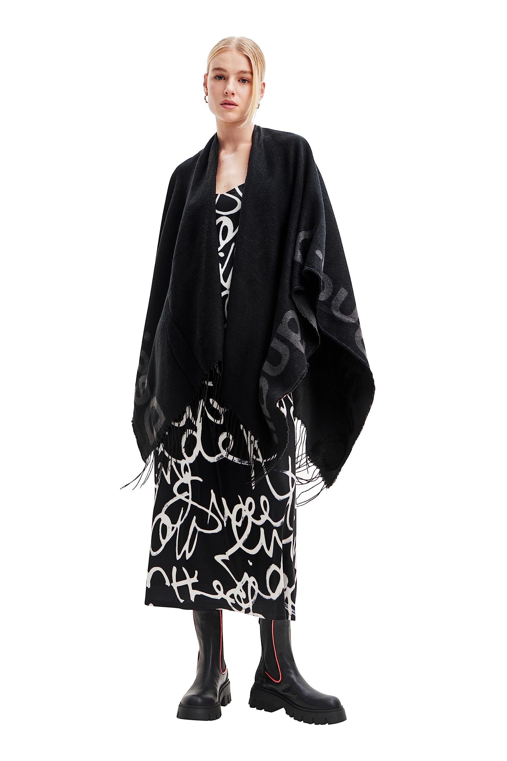Desigual Black Polyester Women Poncho - One Size