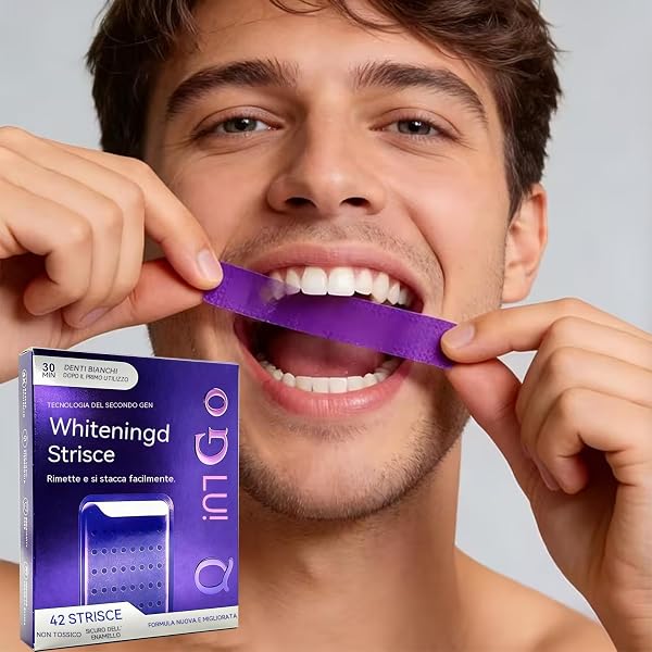 Strisce Sbiancanti Denti Senza Perossido, Whitening Strips 7 Giorni per Denti Sensibili, Rimuove Macchie Caffè Vino Fumo, Sbiancamento Professionale a Casa, Sicure per Smalto, Antiscivolo (42pcs) - 2