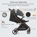 Gromast Gravity Folding Baby Stroller V2.0 - Portable Travel Toddler Stroller w/Adjustable Backrest, Canopy & Cup Holder, Lightweight and UV Protected, One-Hand Automatic Folding - Dark Gray